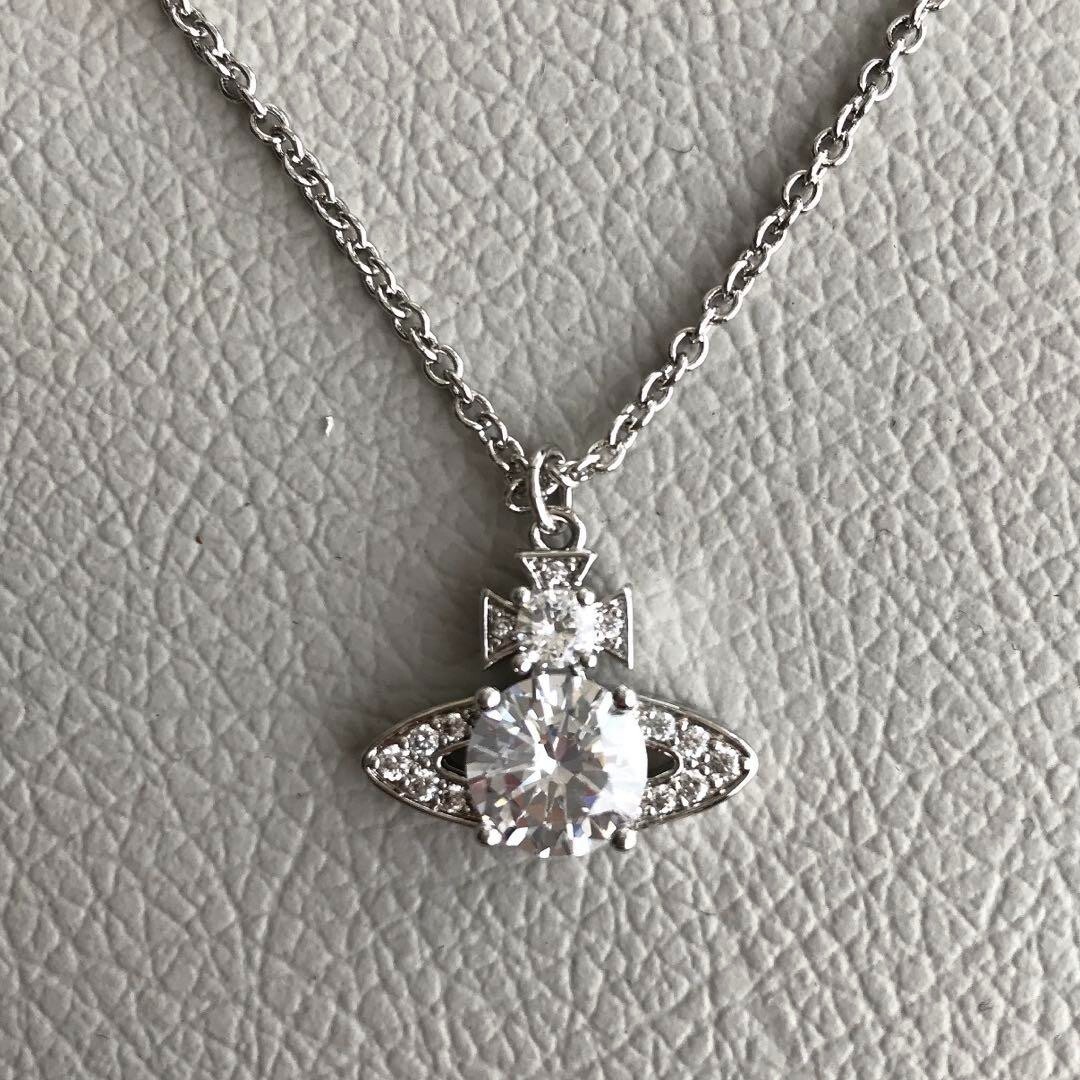 Vivienne Westwood Necklace Petite Orb Rhinestone Women fashion Accessory Silver