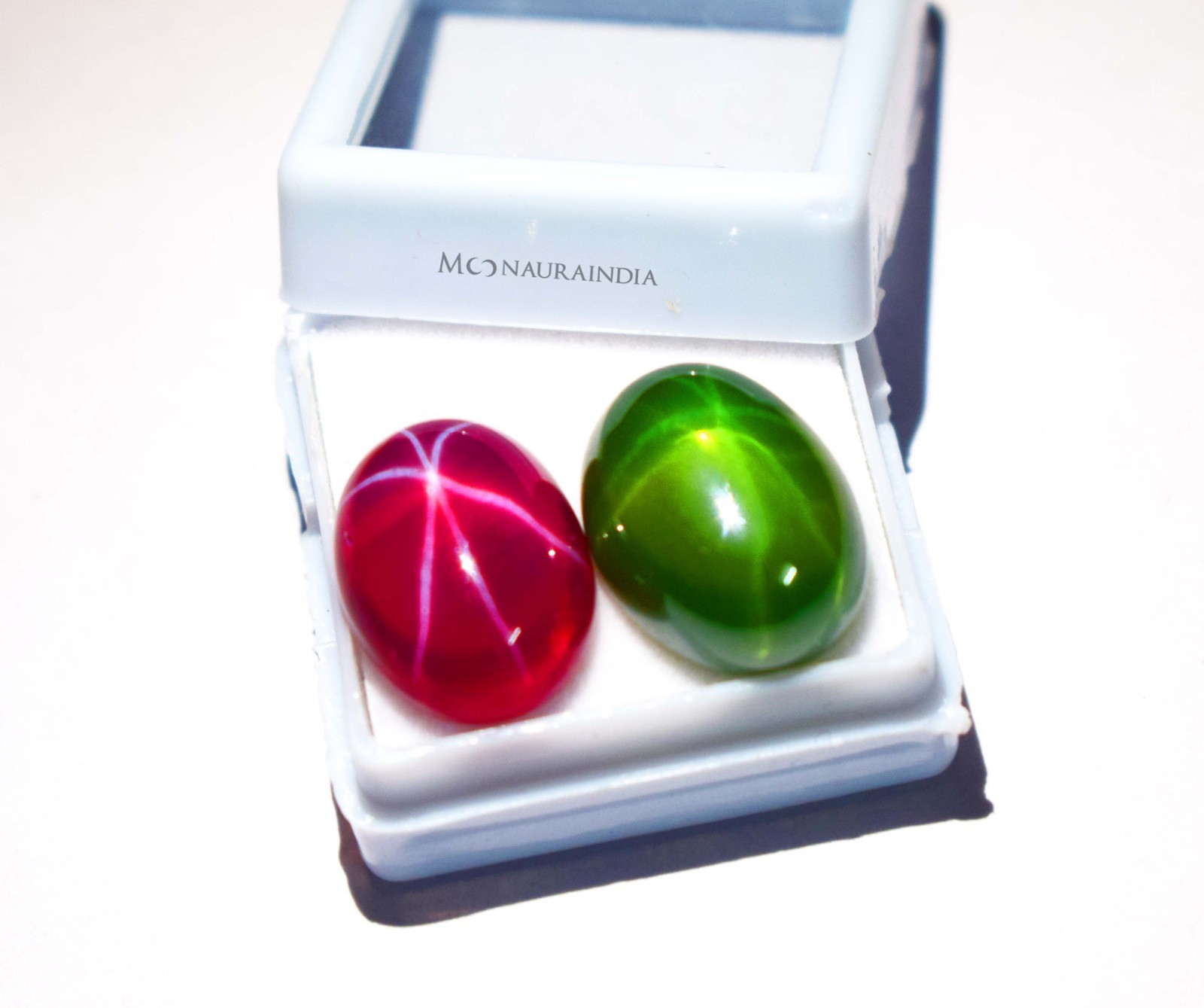 Natural Star Ruby & Star Green Sapphire Gemstone Pair 20Ct Oval cut Combo Offer
