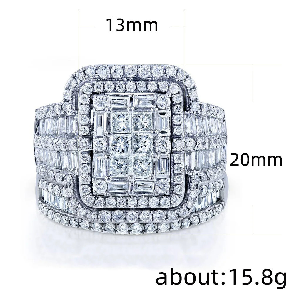 White Gold Diamond Ring Women’s Baguette Cut D Color Wedding Jewelry