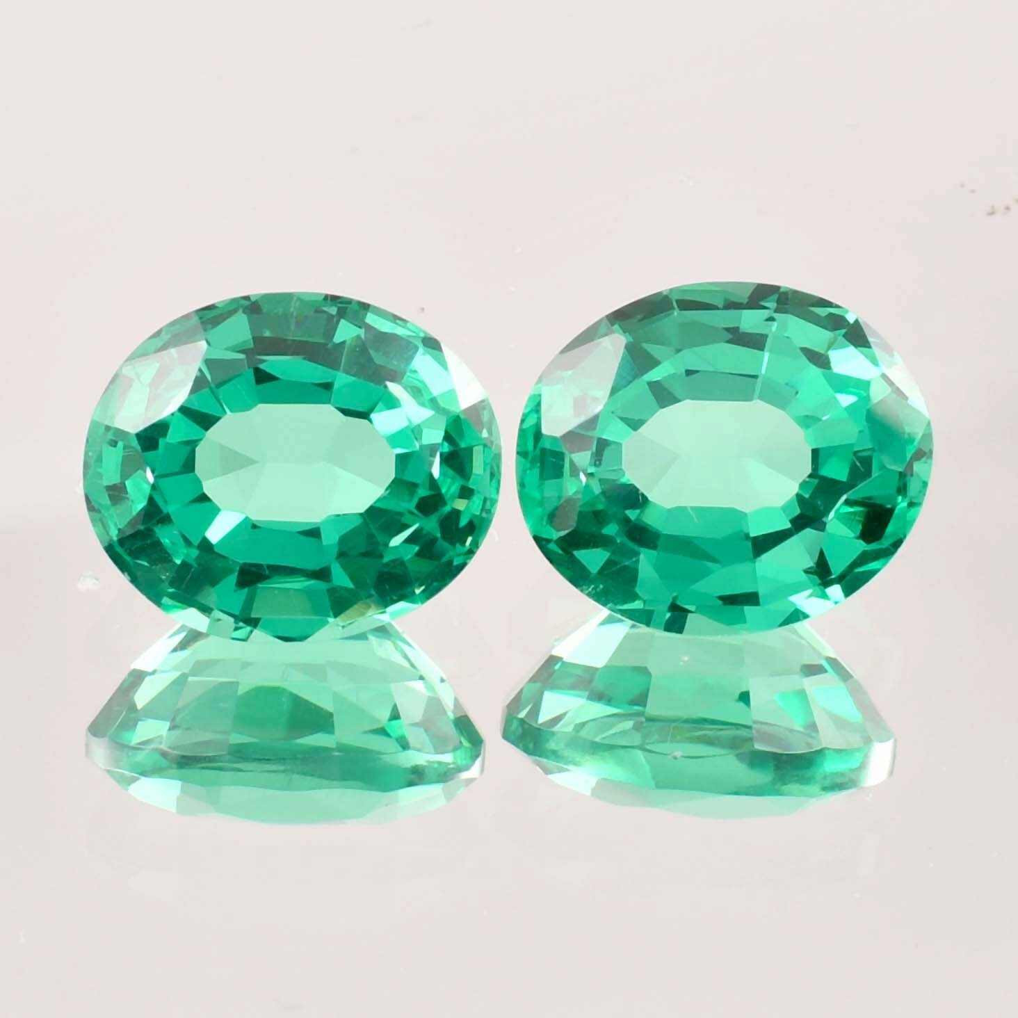 1 Pair 12×16 MM Natural Green Colombian Emerald Oval Cut Loose Gem GIT Certified
