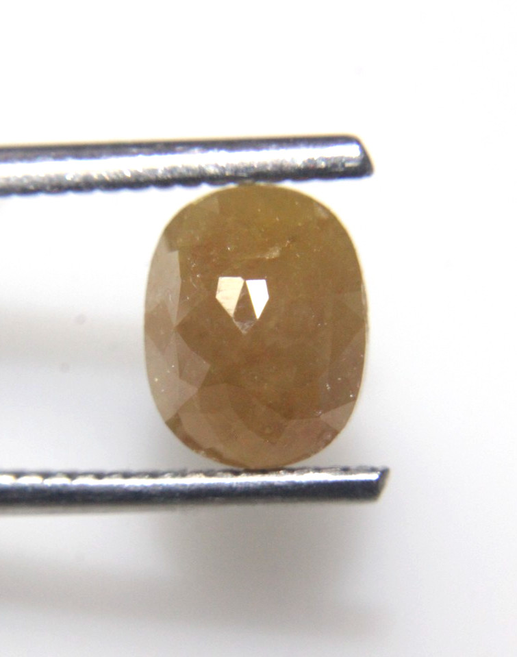 2.43 cts Big Oval Shape Smiley Yellow Color Rose Cut Diamond 8.24×6.45×4.84 MM