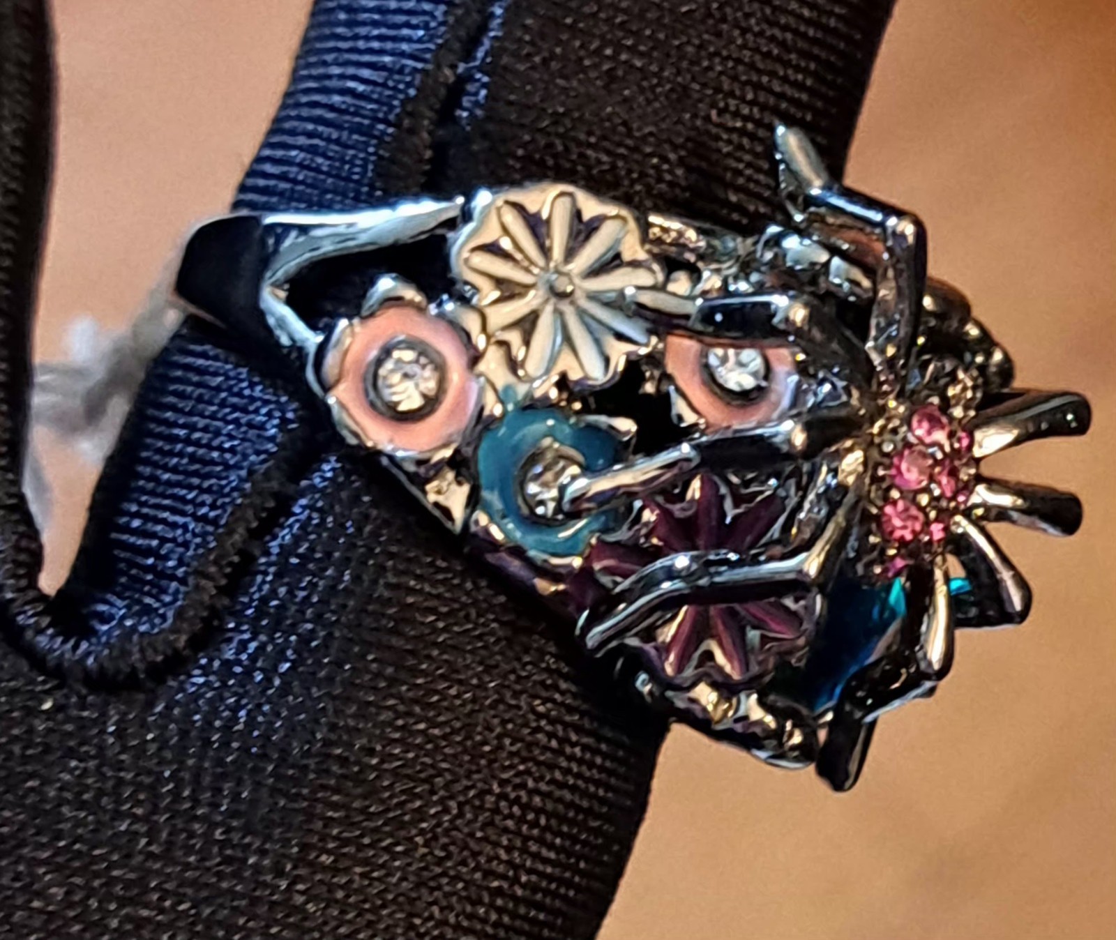 Women’s Spider Faux Blue Sapphire & CZ SIZE 7, 925 Silver Filled Ring