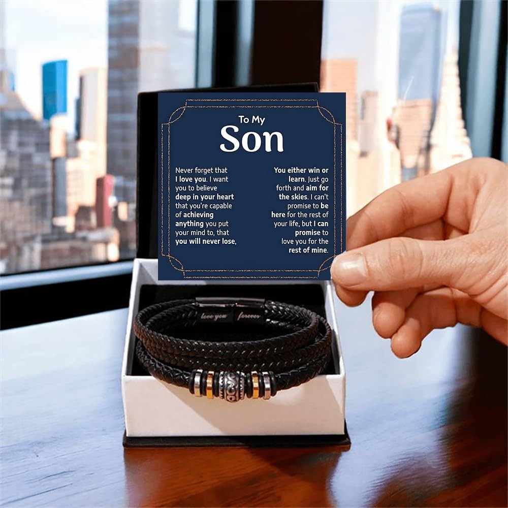 To My Son Gift for Son Bracelet Love from Mom, Dad Forever Birthday, Graduation