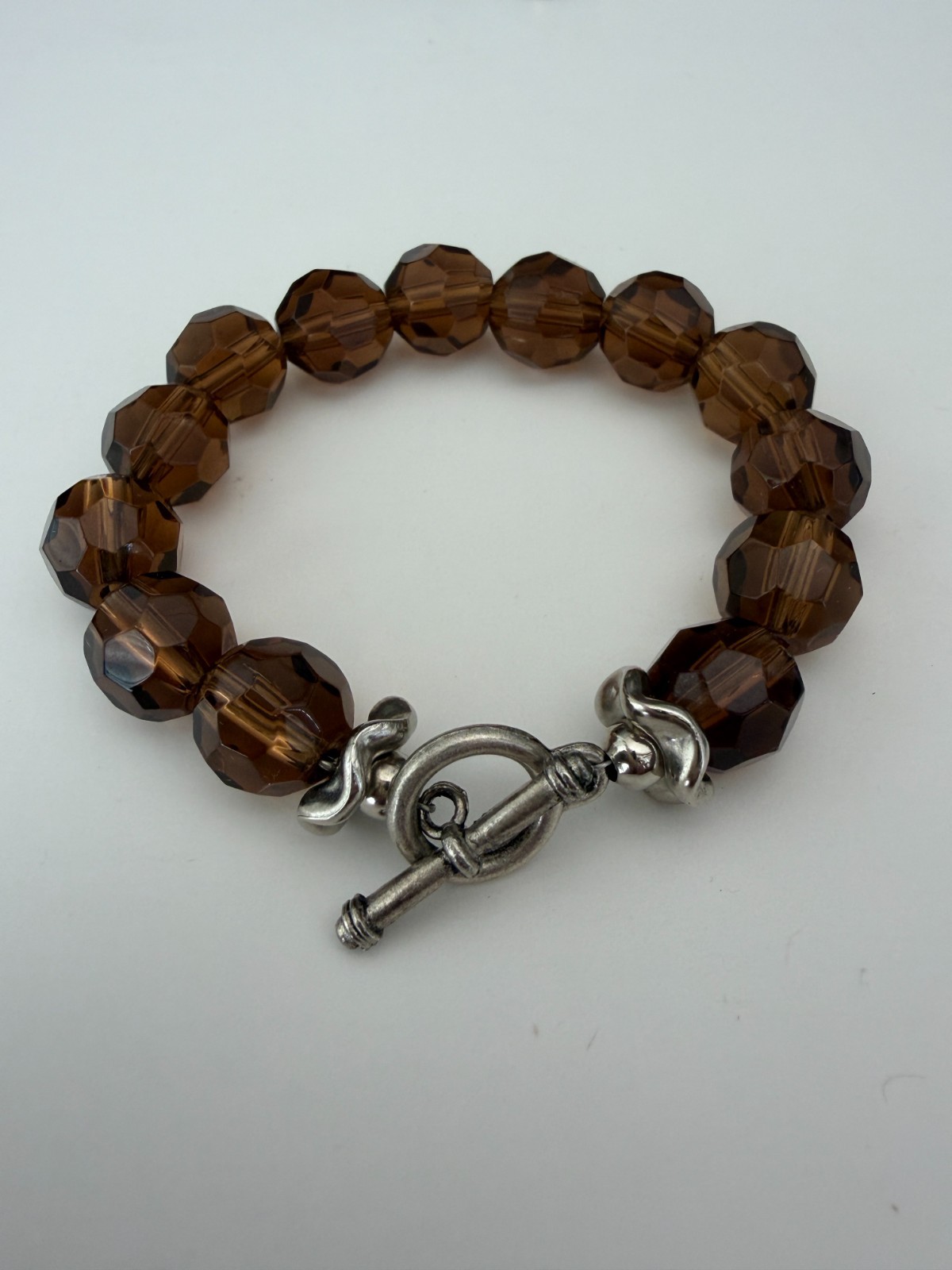 Brown Crystal Large Beaded Bracelet, 7.5 inches