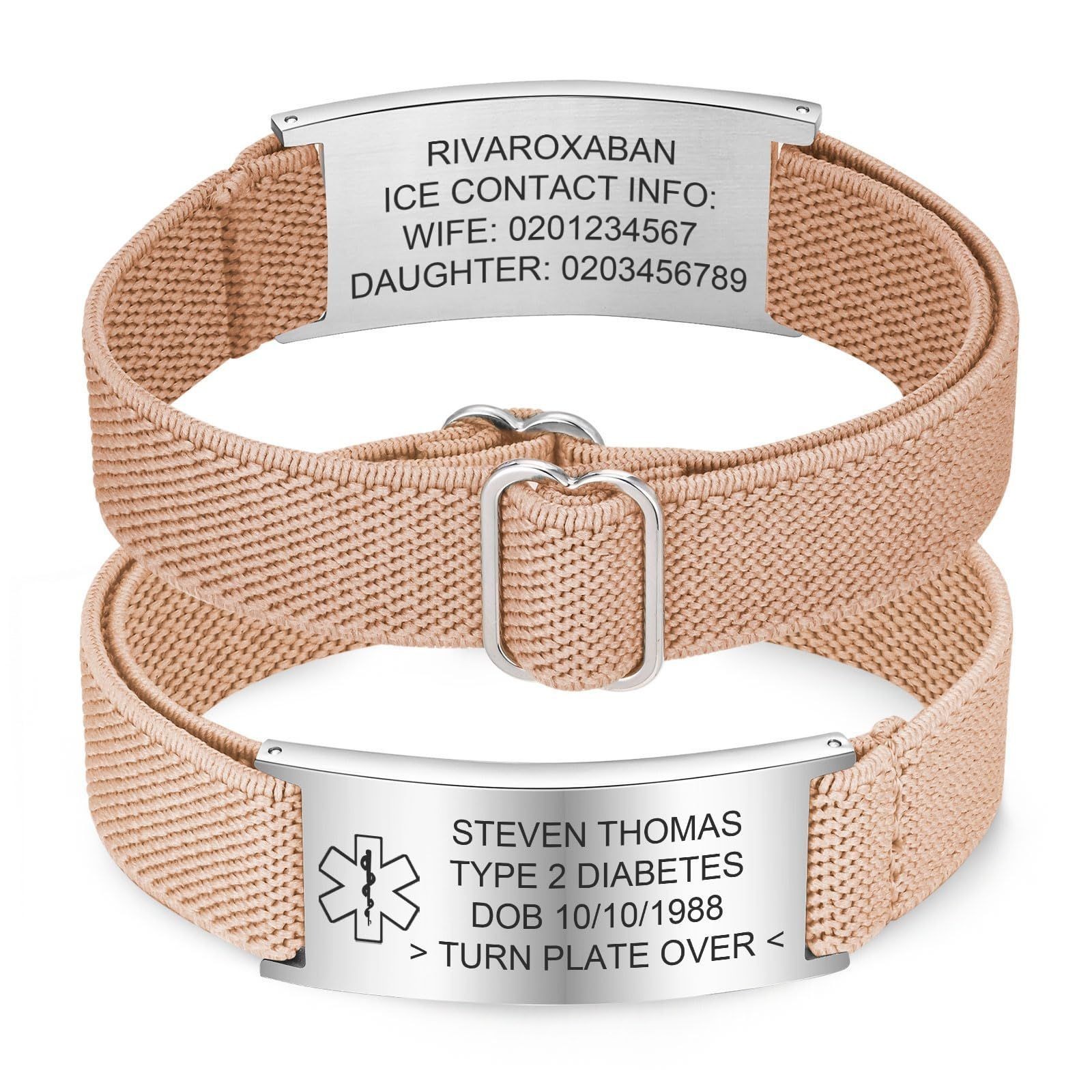Free Engraving Personalized Medical Alert Bracelet Stainless Steel Wristband