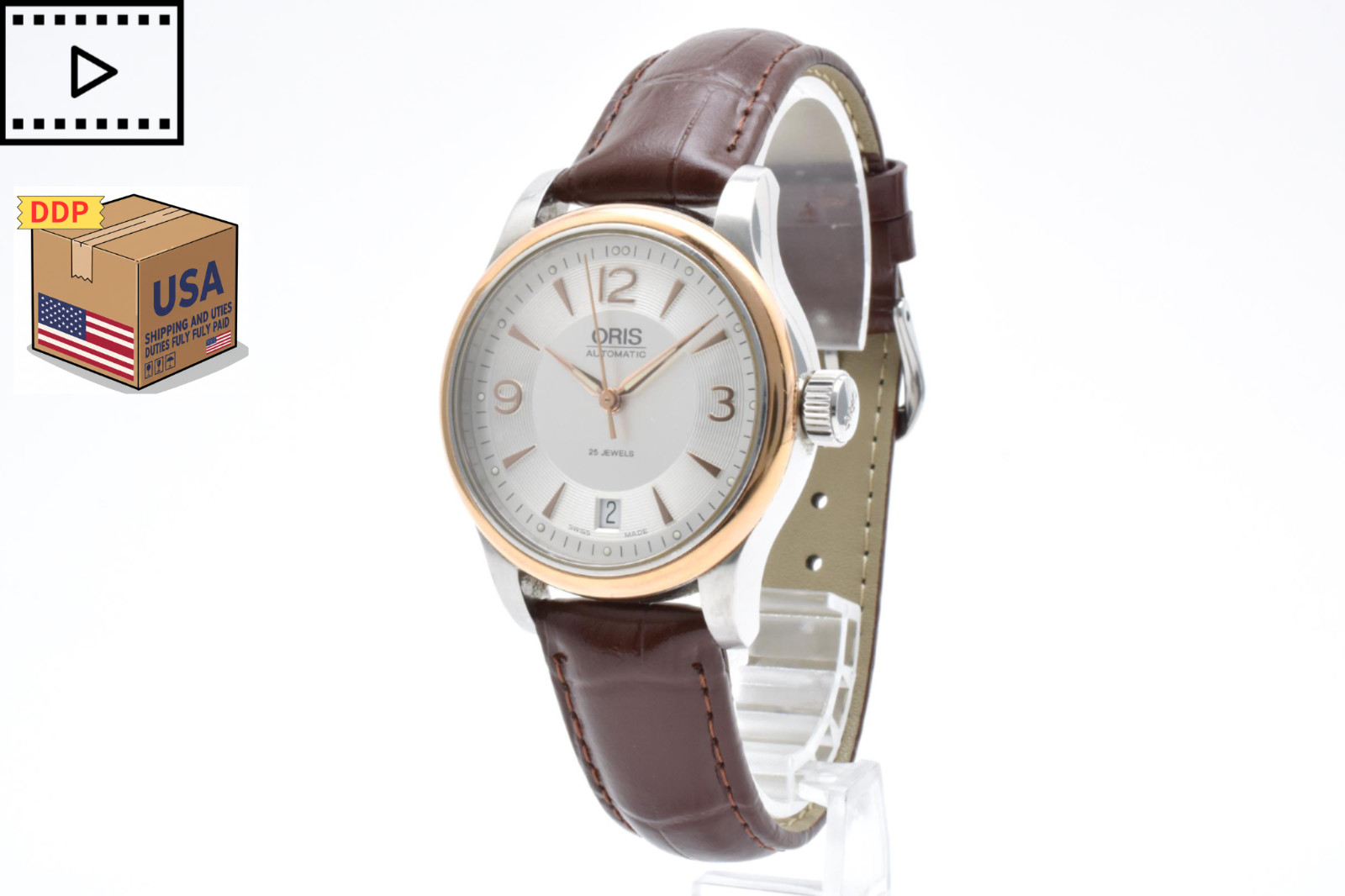 [NEAR MINT] ORIS Classic 7578 Gold Silver Date 36mm Men’s Automatic Watch JAPAN