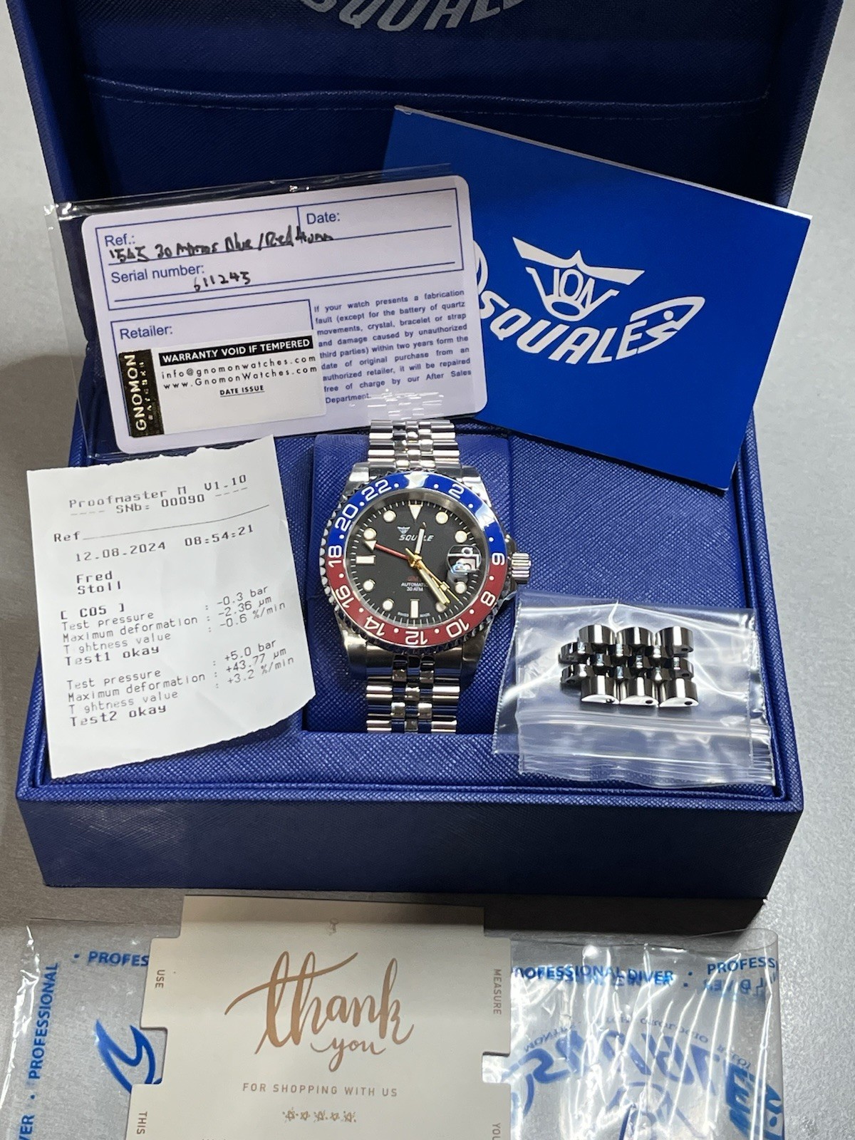 SQUALE Y1545 ATMOS 30 GMT 40 mm Pepsi With Cyclops (Rare) ~Gorgeous & Minty