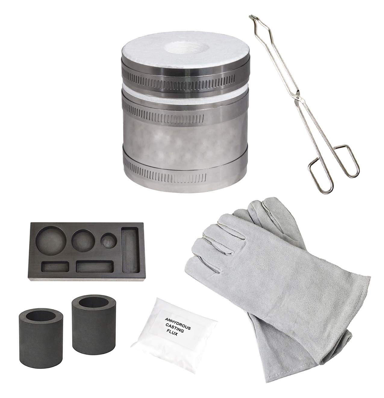 MINI PROPANE GOLD MELTING FURNACE COMBO MOLD KIT GLOVES SILVER COPPER