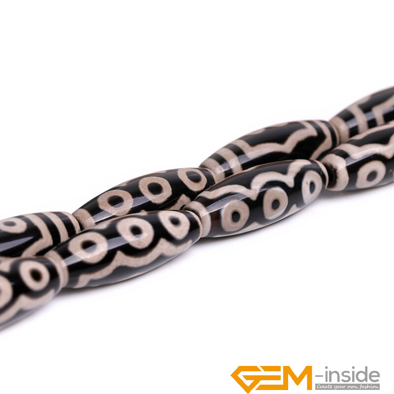 10x30mm Natural Dzi Buddha Tibetan Agate Olivary Rice Jewellery Making Beads 15″