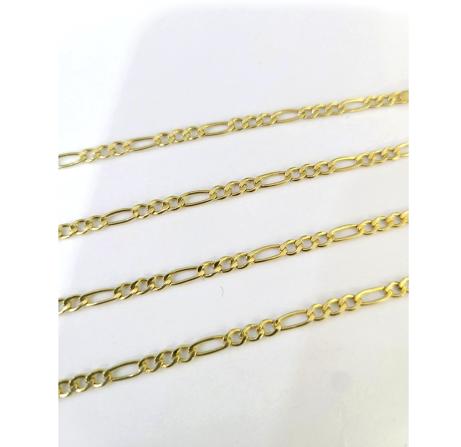 Real 10K Gold Figaro Chain Necklace 18 in 2.5mm Diamond Cut Unisex Jewelry