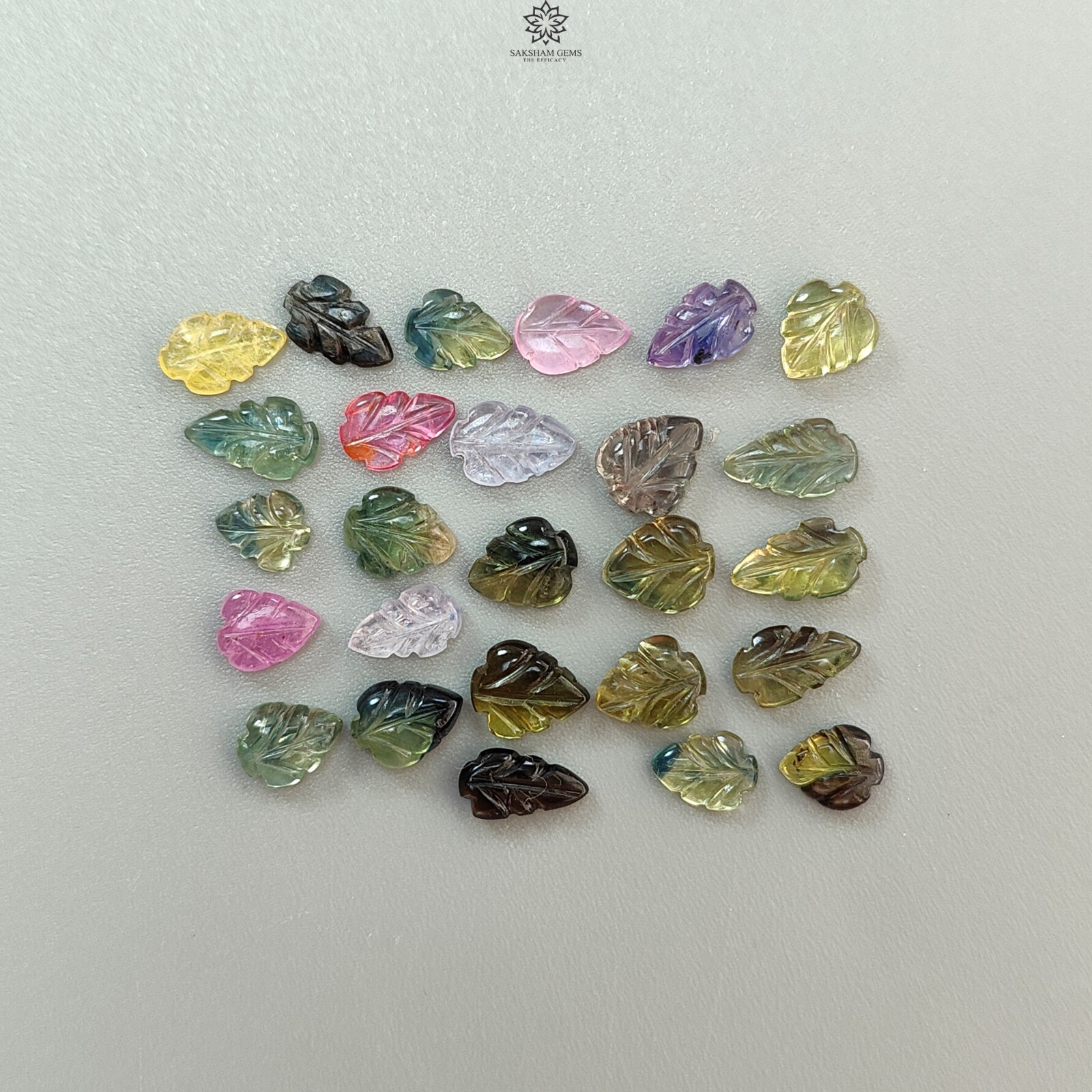25.00cts Multi Burmese Sapphire Leaves Carving Gems Size 7*5mm -9*6mm 26pc