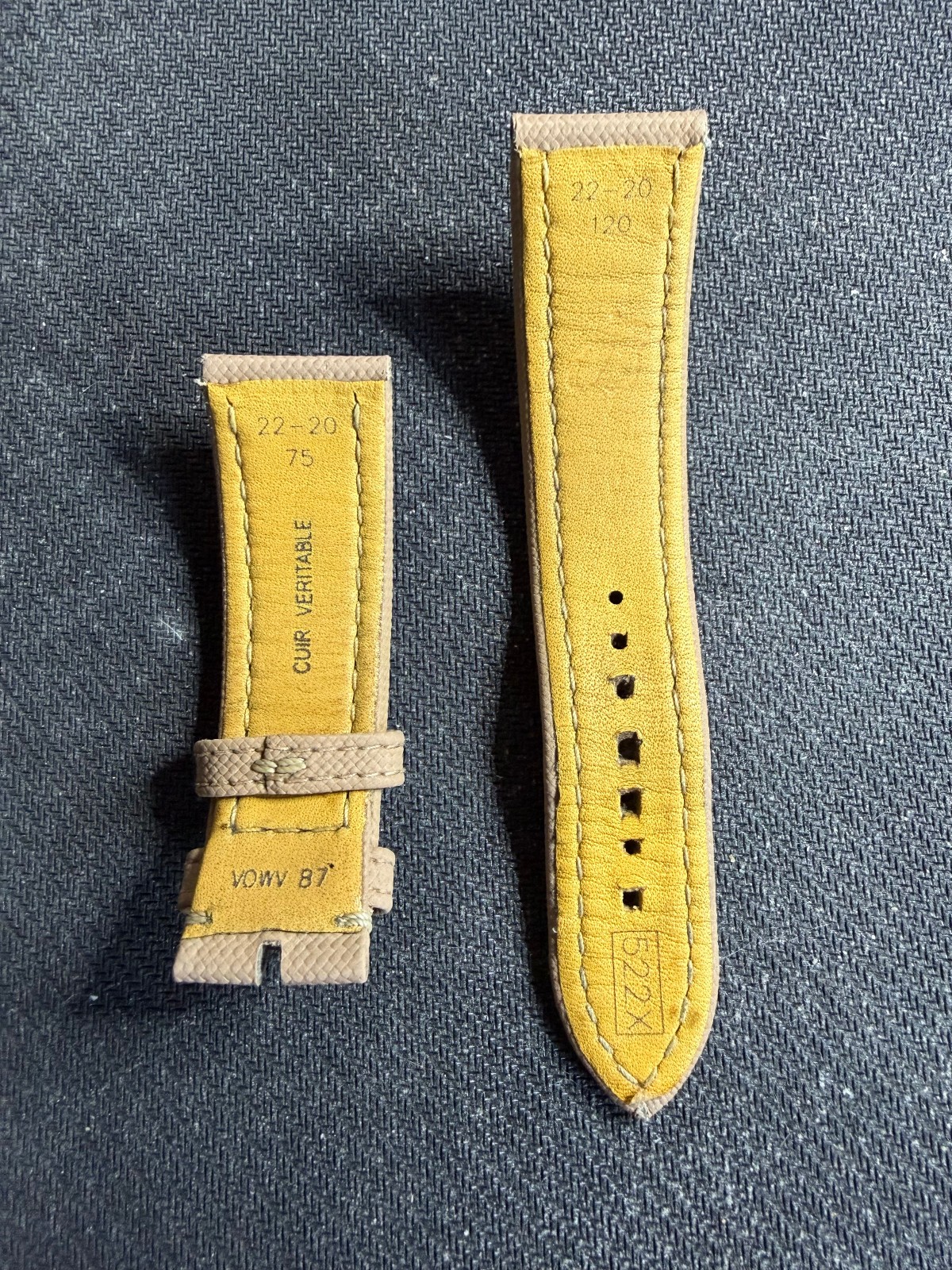 Breitling OEM 522X Beige military calfskin leather strap – 22 MM 22/20