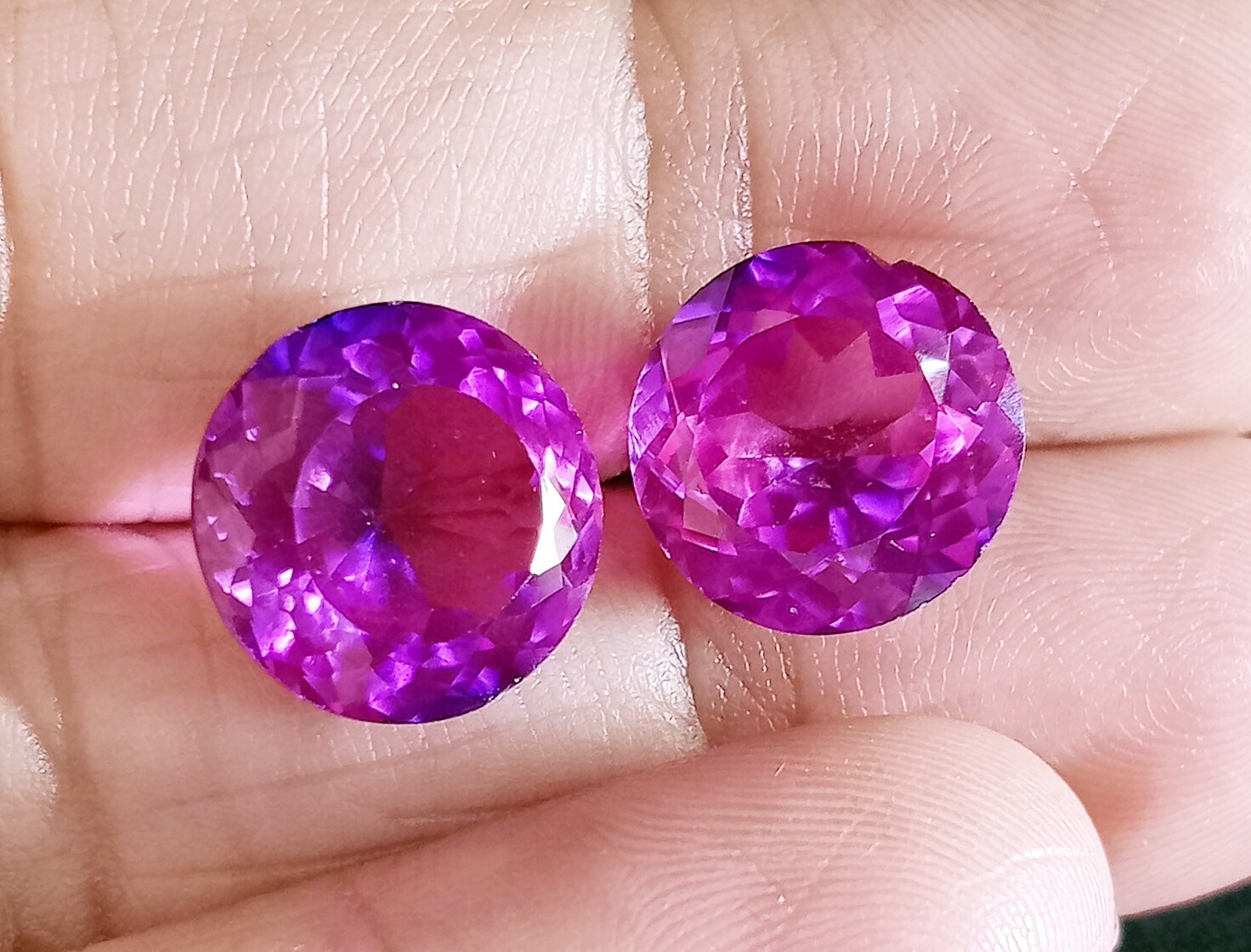 Montana 14+ Ct Sapphire Natural Pair Purple Pink Round Cut Certified Gemstones