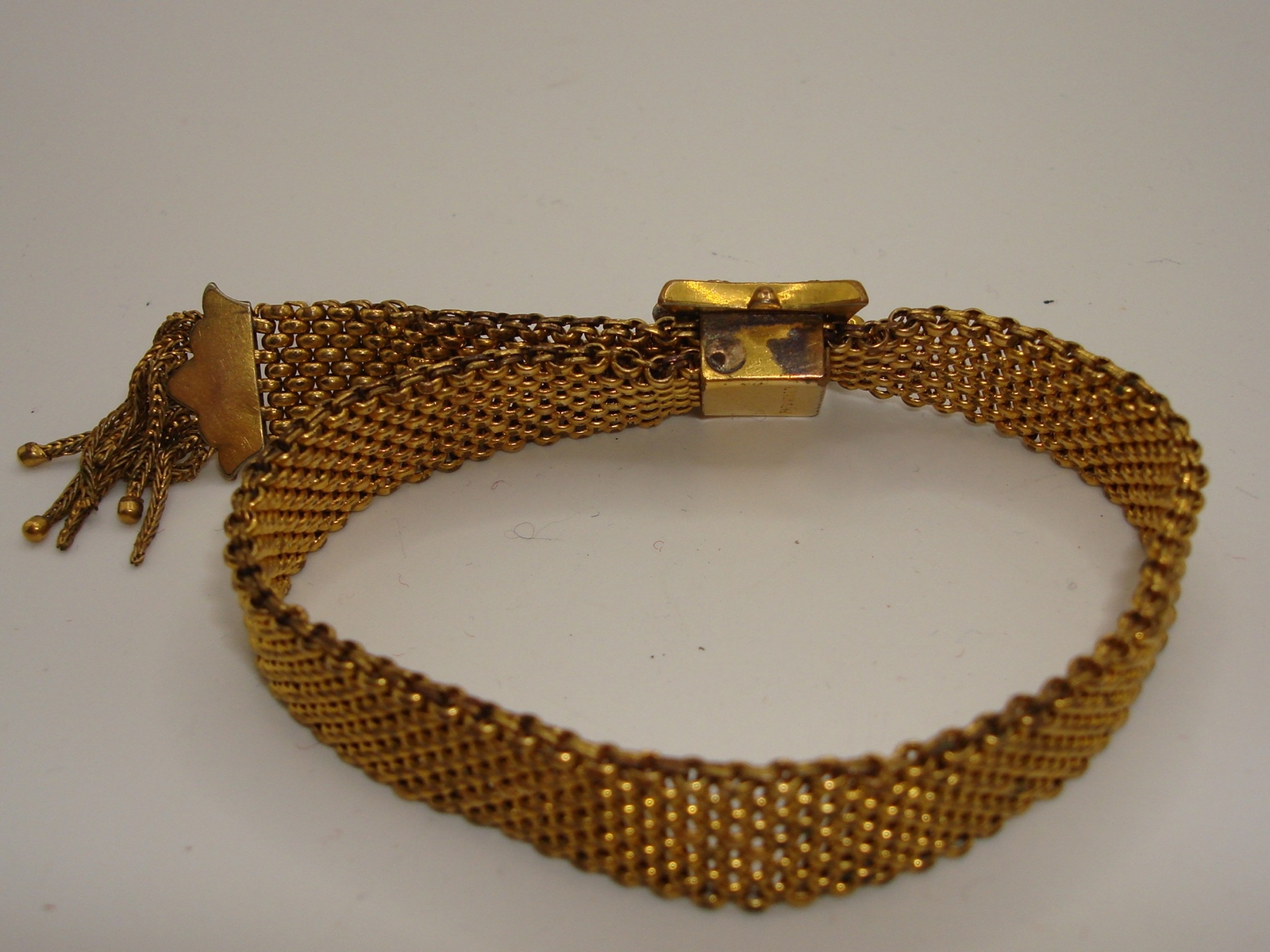 ANTIQUE VICTORIAN PAT. DTD. “NOV. 7.71” MESH SLIDE BRACELET W/FRINGE!
