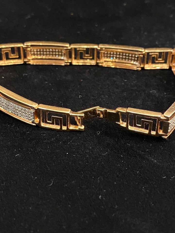 5.00Ct Round Cut Greek Key Simulated Diamond Link Bracelet 14K Rose Gold Plated