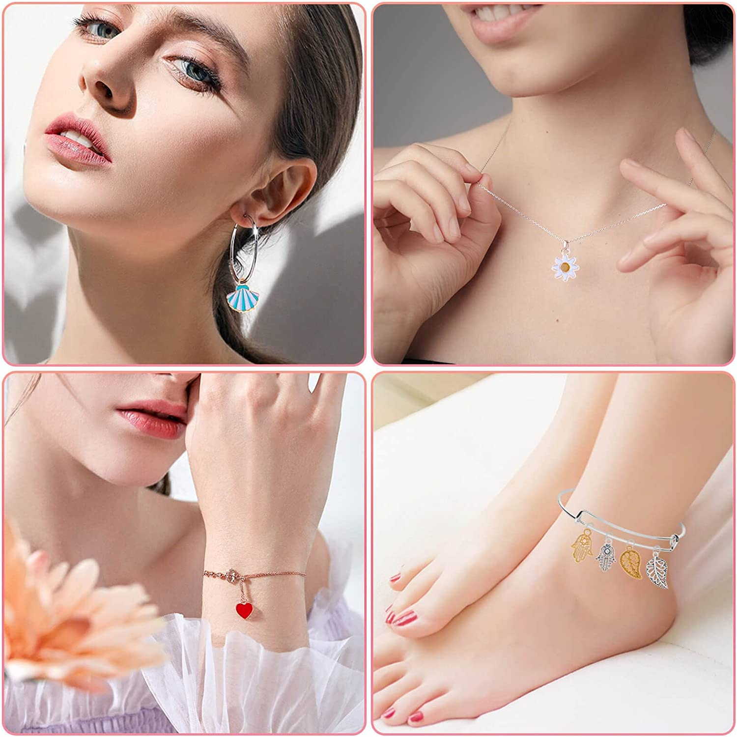 150PCS Bracelet Charms, Silver Bracelet Gold Plated Enamel Charms Pendants for N