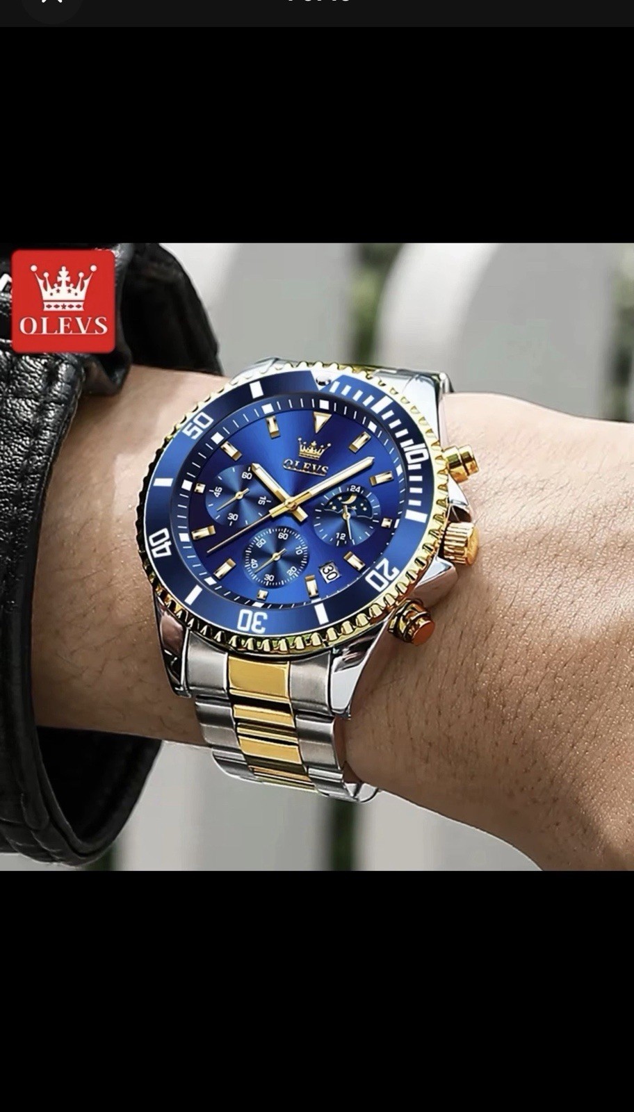 OLEVS Men’s Luxury Quartz Chronograph Diver Watch 30M Waterproof Stainless
