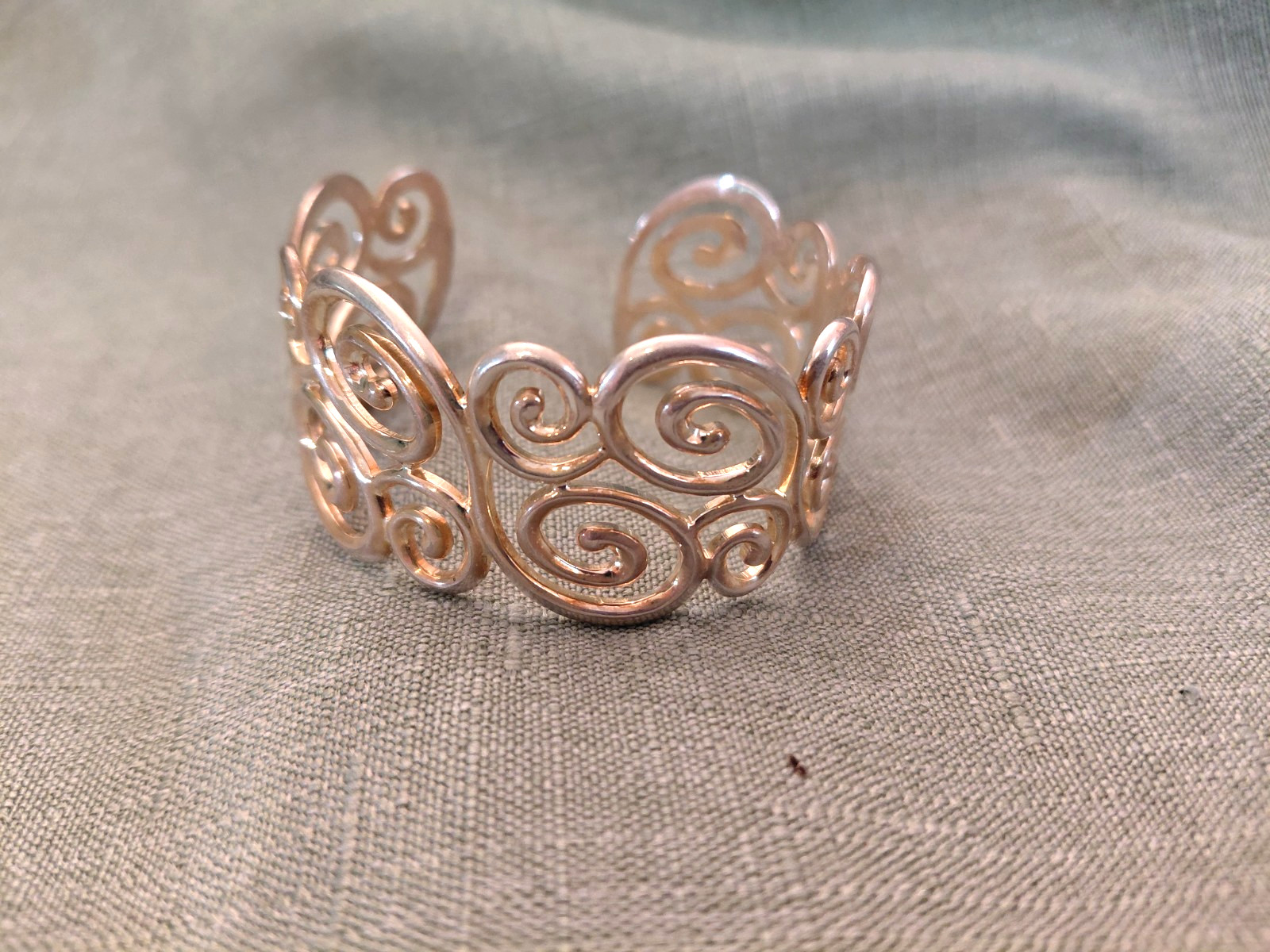 Ross Simons Sterling Silver 925 Wide Cuff Bracelet Open Scroll