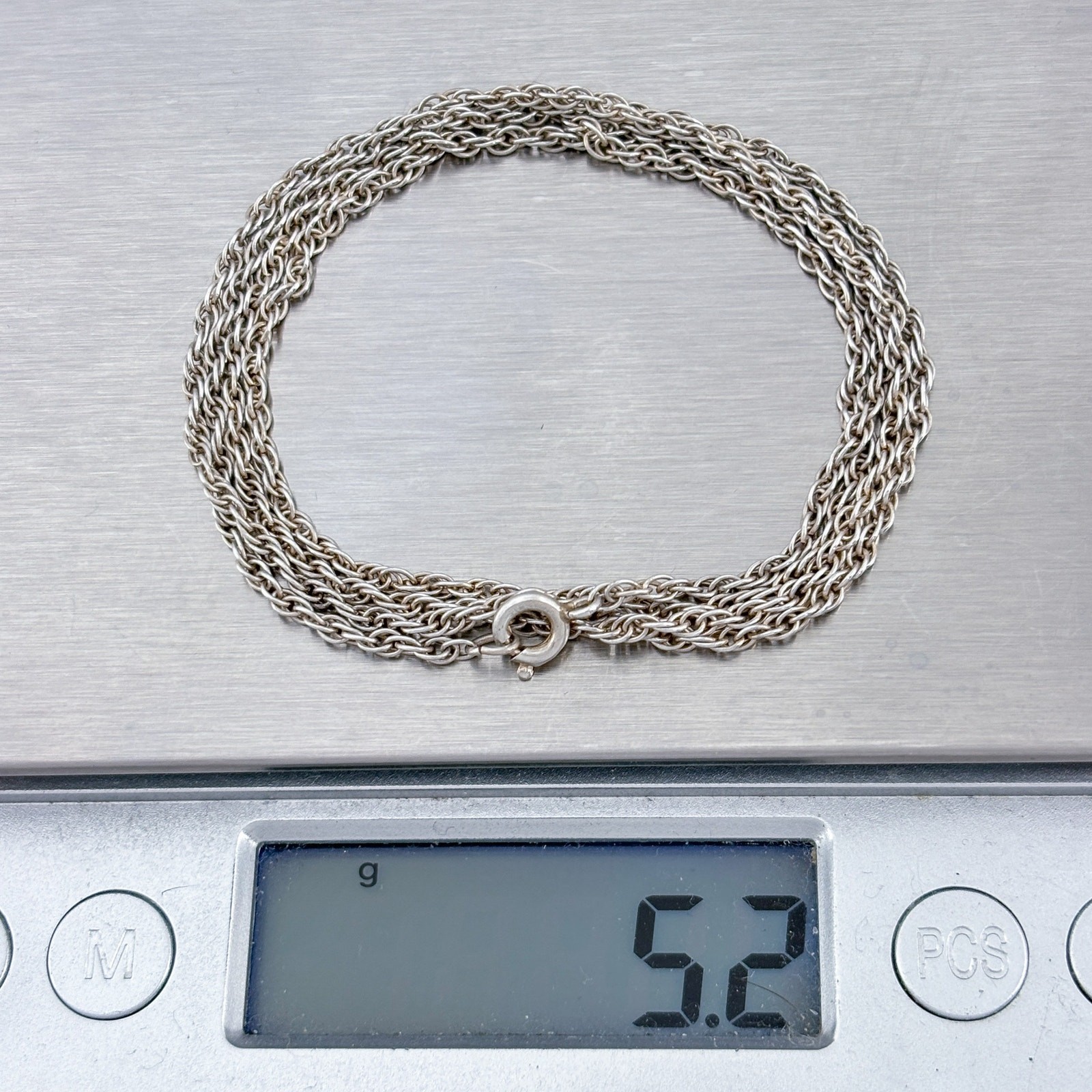 Vintage Sterling Silver 925 Rope Link Chain Necklace 25.5″