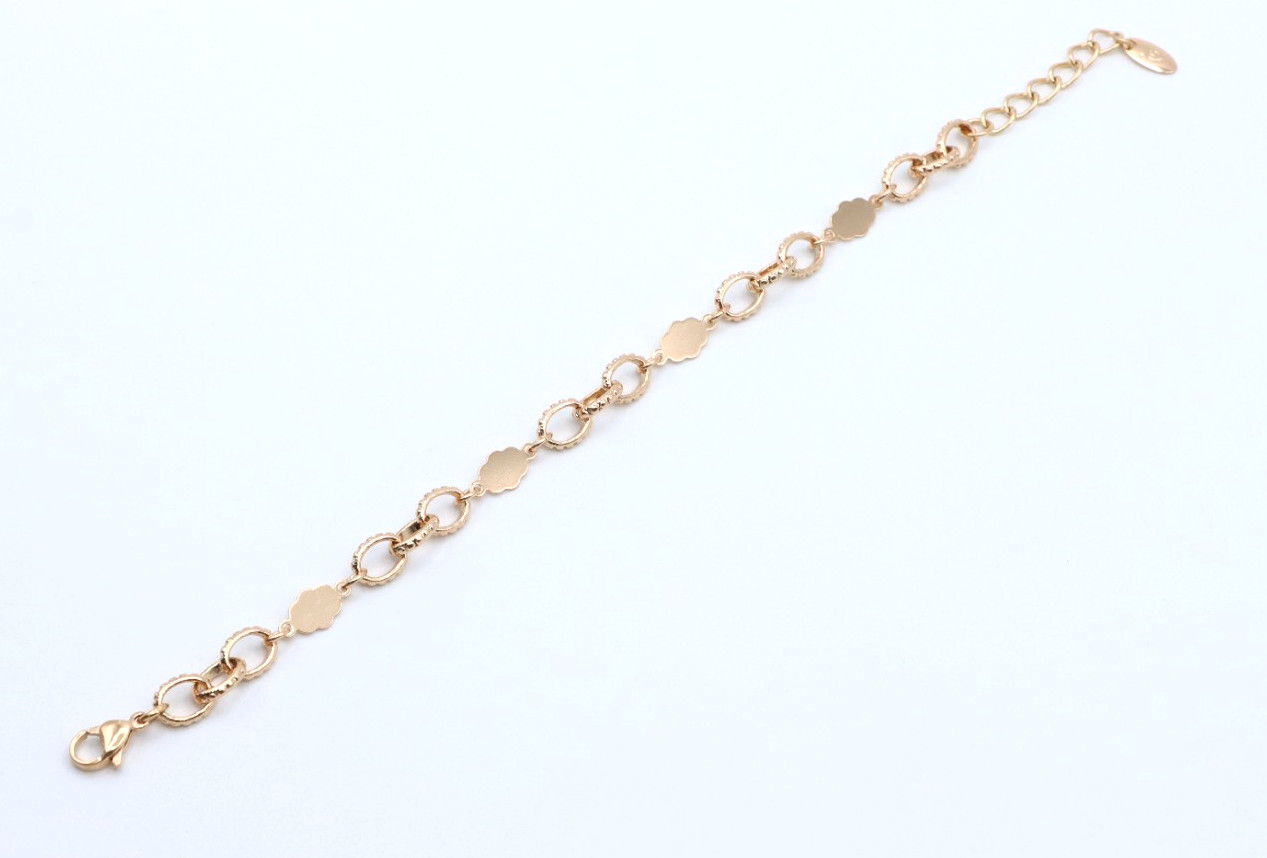Delicate Rose Gold Bracelet with Textured Links, XPBL0995