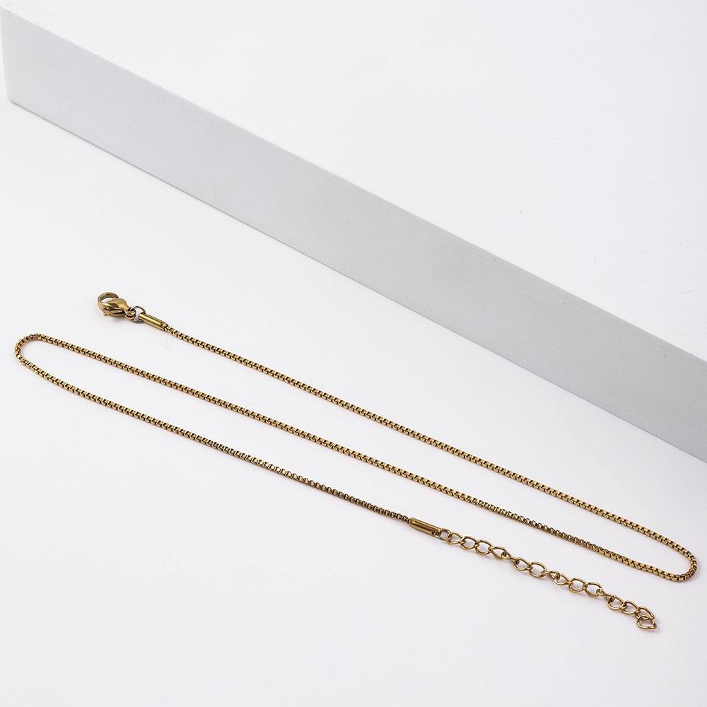 1.2mm Stainless Steel Box Chain Necklace – Gold Color Titanium Steel, Unisex Fas