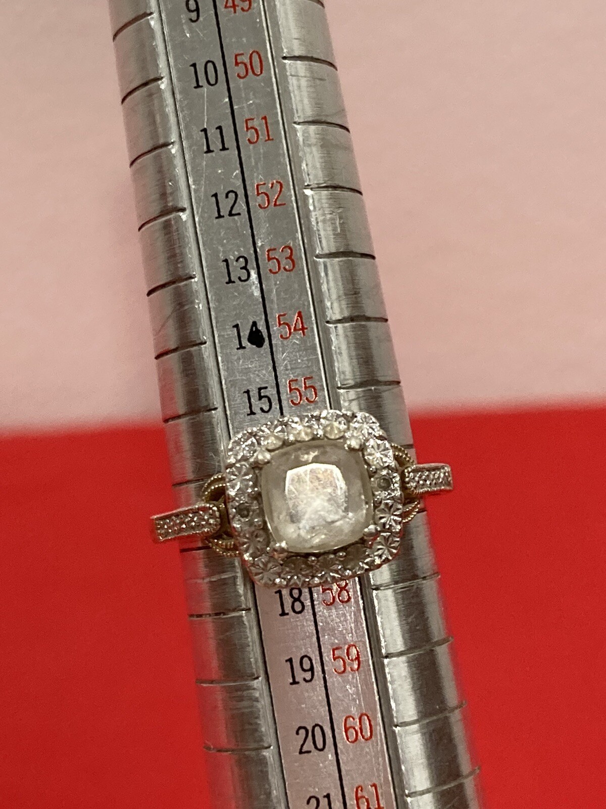 925 Signed Sterling Silver CZ Cubic Zirconia Halo Cocktail Band Ring SIZE 7.75