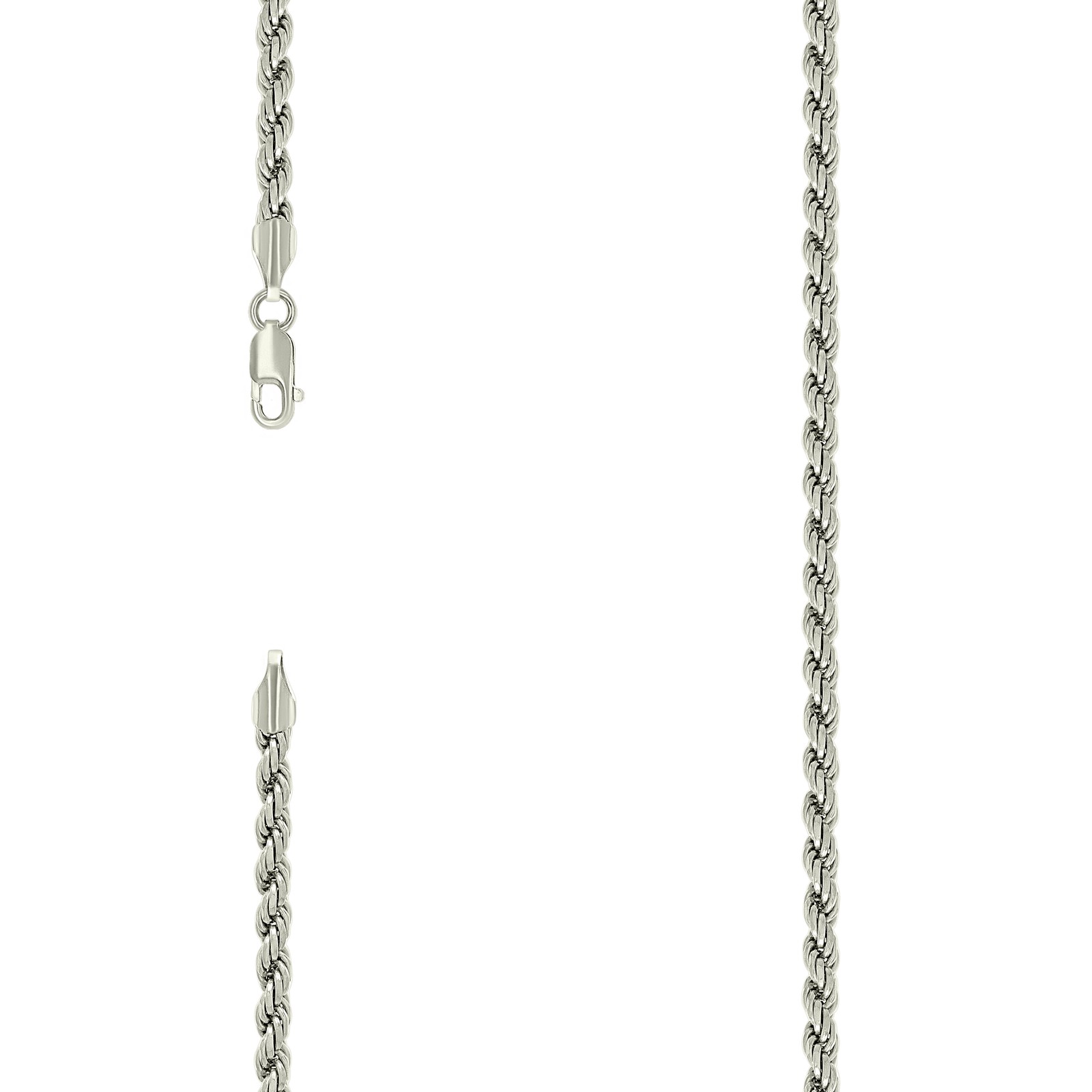 925 Silver Solid Rope Chain 4mm 7 inches To 26 Inches