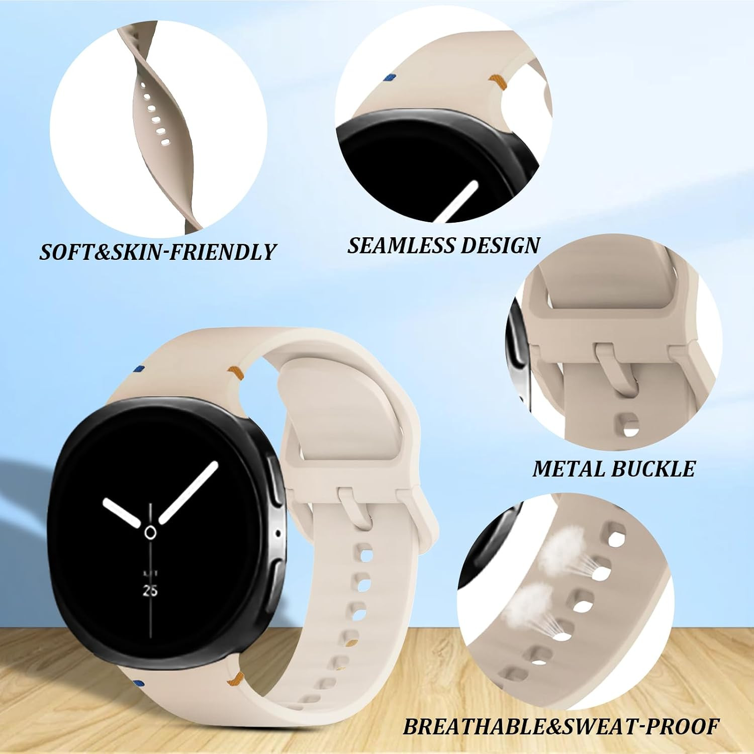 4 Pack Silicon Bands Compatible with Galaxy Watch 8 40Mm 44Mm 8 Classic 46Mm