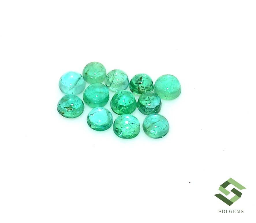 2.50 mm To 2.75 mm Natural Emerald Round Cabochon Lot 12 Pcs 1.11 CTS Loose Gems