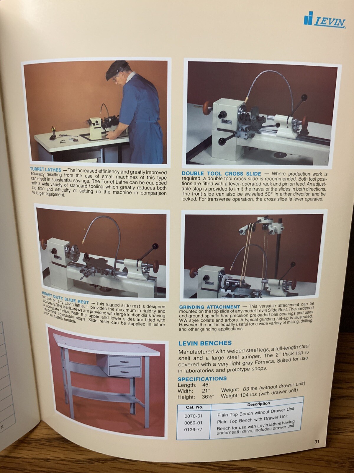 LEVIN Catalog, 10mm/8mm Watchmaker’s Jeweler’s Lathe, Collets, w/inserts