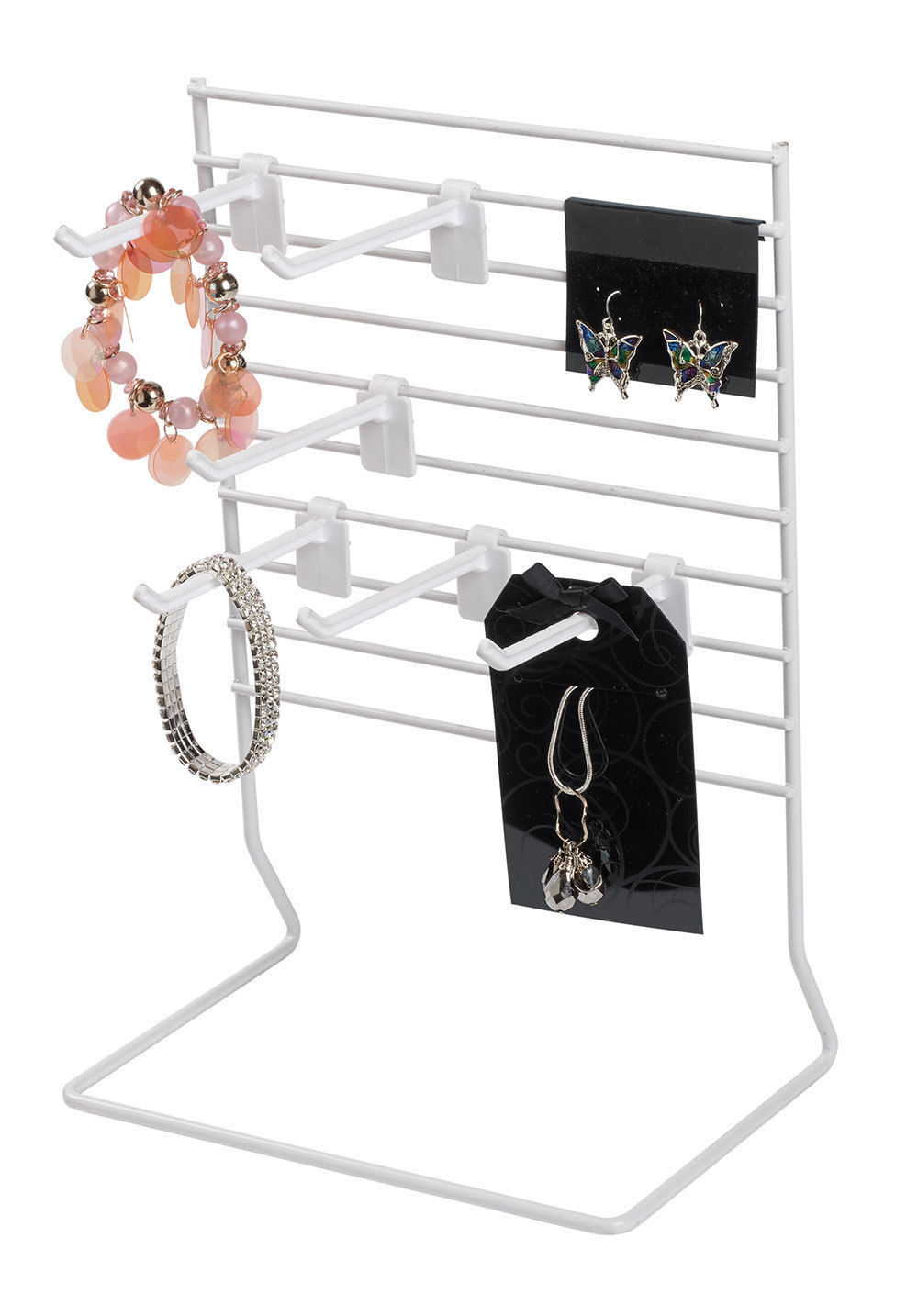 Carded Earring Countertop Display Wire Peg Rack Card Jewelry White Stand 8 x 8