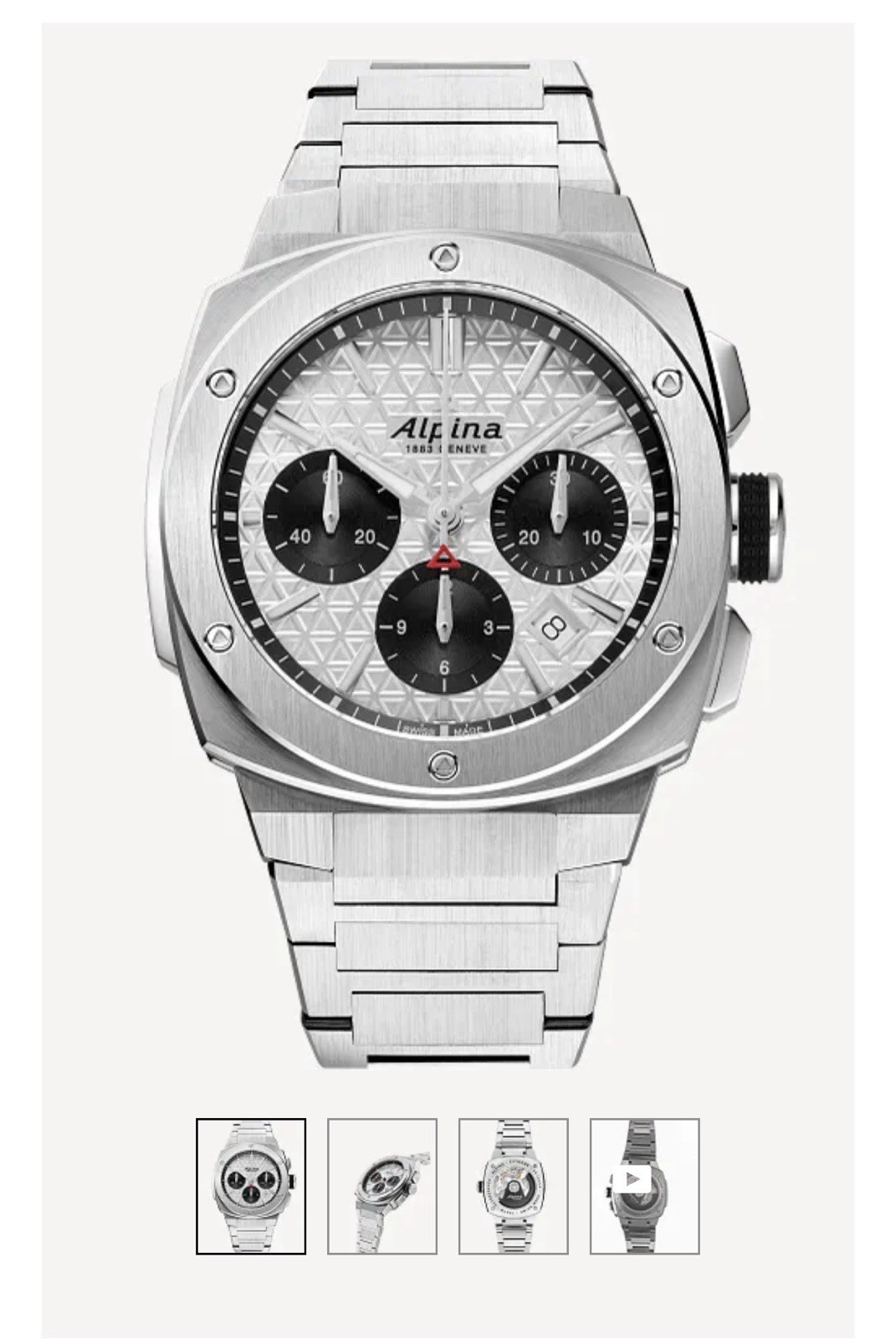 Alpina Extreme Automatic Chronograph Date Silver Dial SS Bracelet 44mm