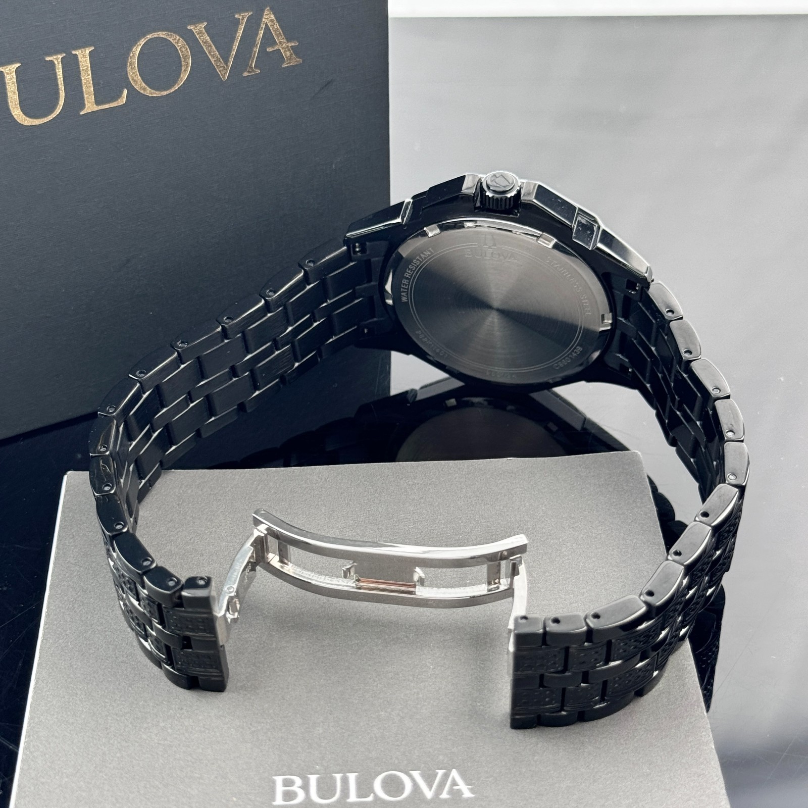 Bulova Octava Black Pave Crystal Stainless Steel Quartz Men’s Watch 98C134