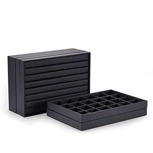 Stackable Jewelry Organizer Tray Premium PU Leather 24 Grid Jewelry 24 Grids