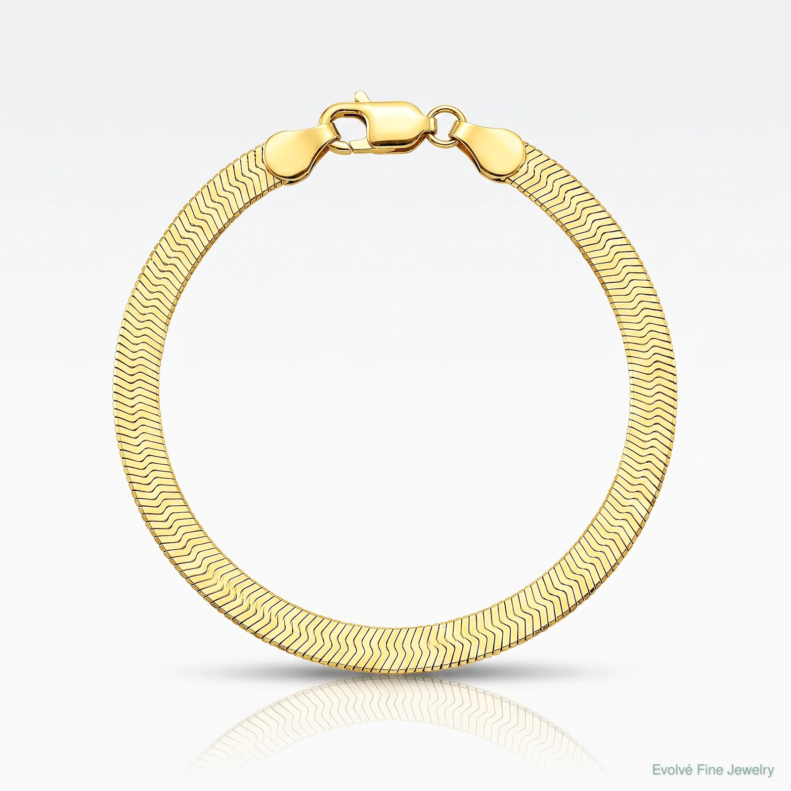 14K Yellow Gold 4mm Silky Herringbone Chain Bracelet 7″-8″