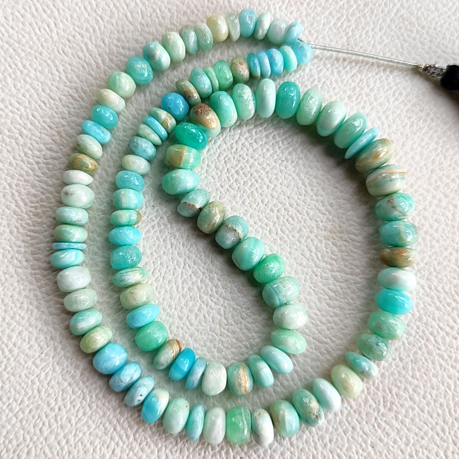 Natural Blue Aragonite Beads 5.5-9mm Smooth Rondelle 17″ Strand Argentina