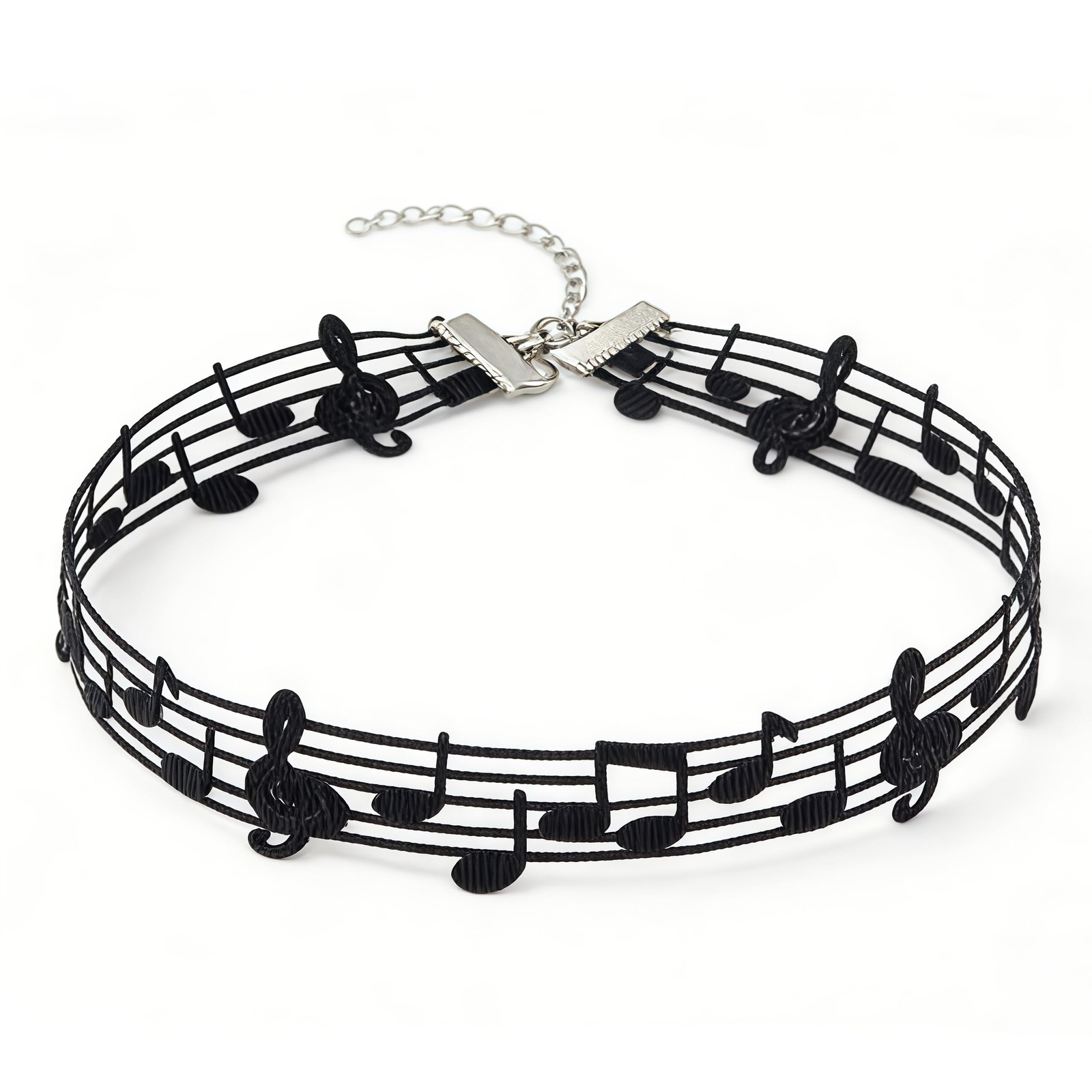 Zaxomum Cute Black Music Note Choker Necklace for Women – 11.81 inches, black