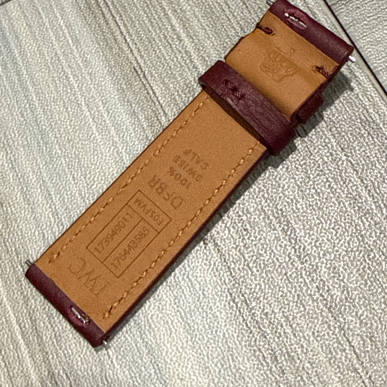 Authentic IWC Quick Release 20mm x 18mm Burgundy Swiss Calf Leather Watch Strap