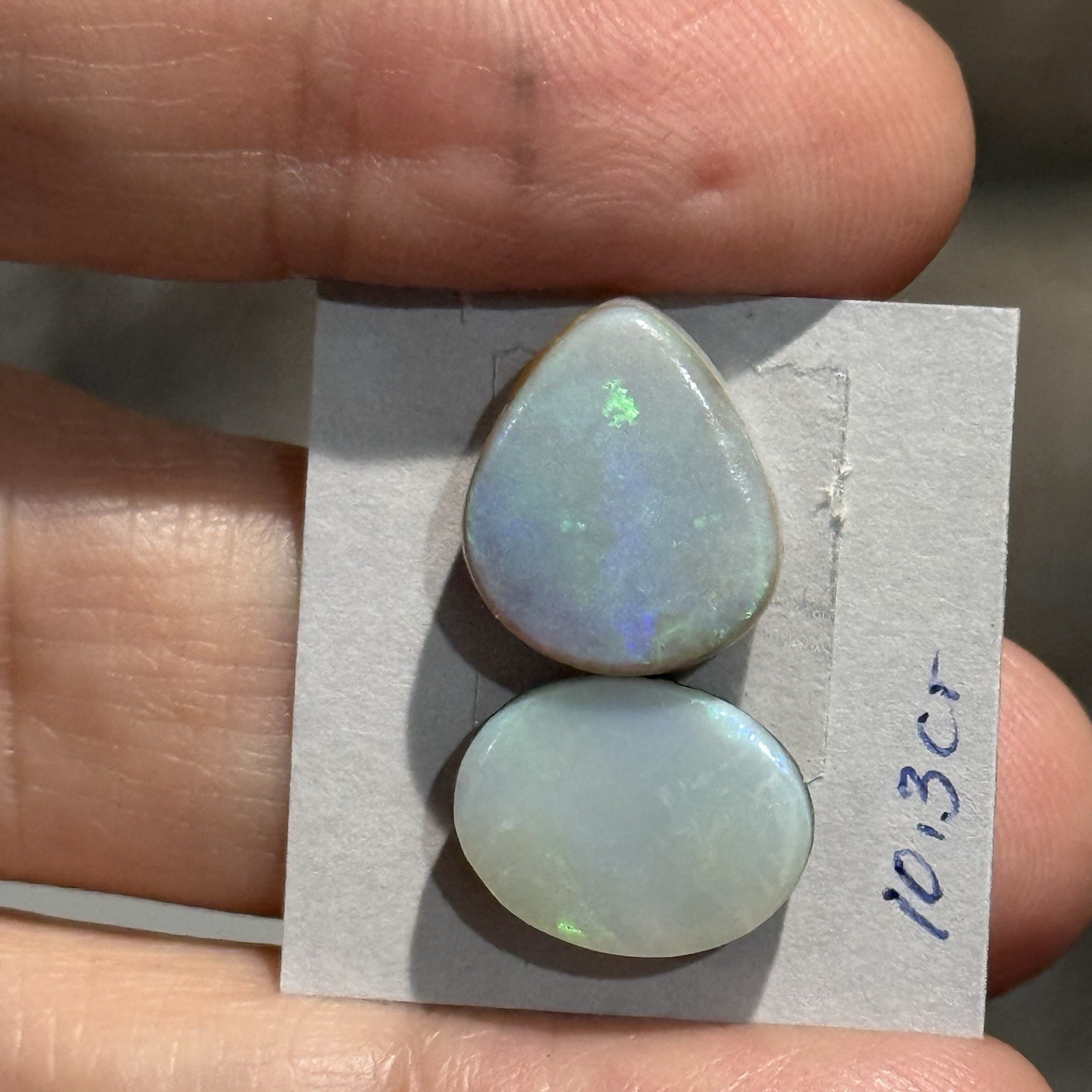 SALE 10.3ct 13x11mm 2 Pc Lot Gray Australian Doublet Opal Cabochon Gems