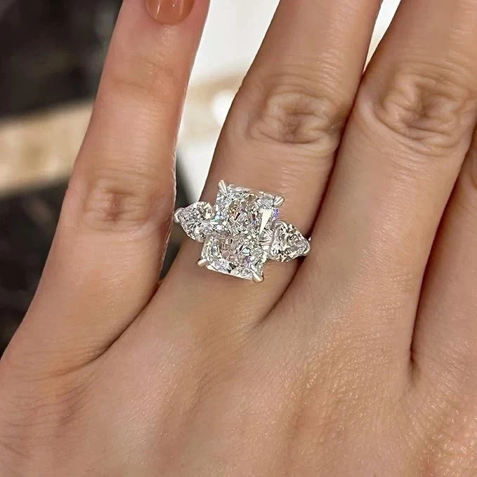 4.90Ct Radiant-Cut Lab Grown Diamond Solitaire Wedding Ring Set 14k White Gold