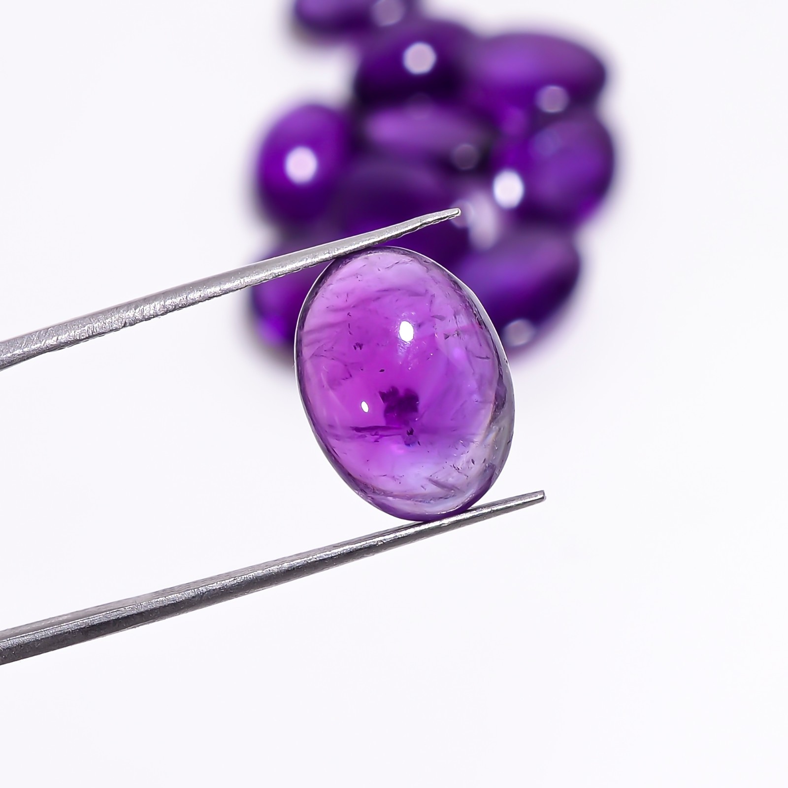 Natural Purple Amethyst Gemstone Oval Shape Cabochon 10 Pc Lot 64 Ct 14X10X5 mm