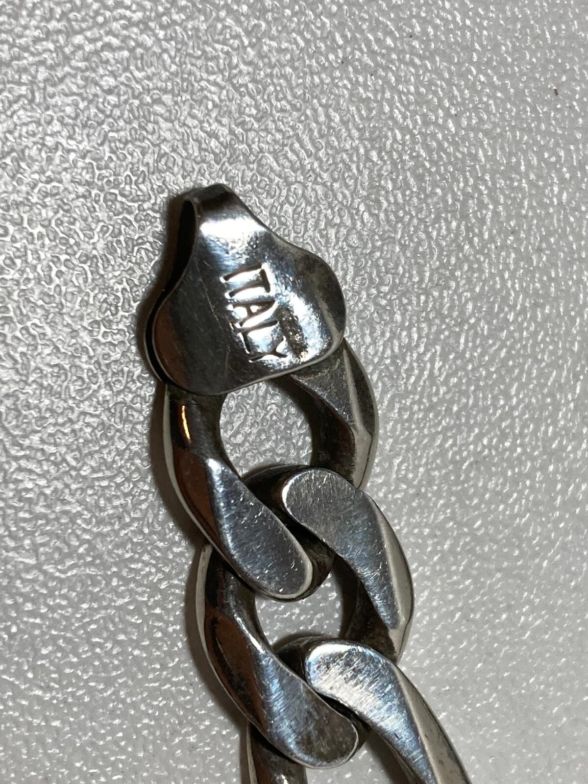 925 Silver Flat Chain Bracelet Made in ITALY Used Polished