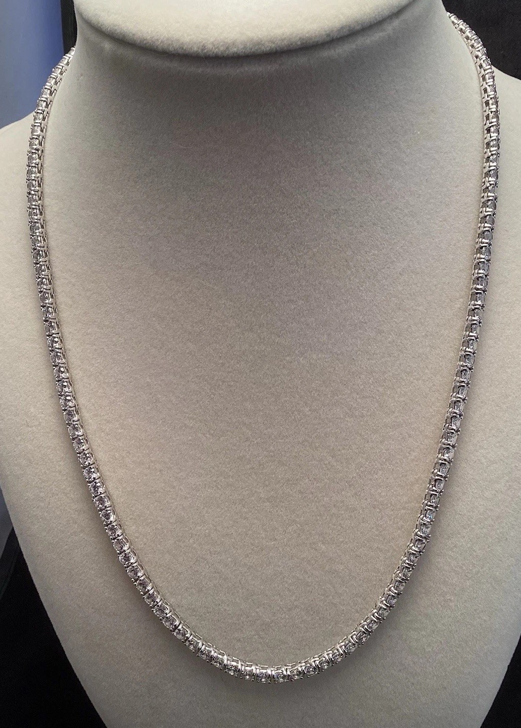 Sterling Silver Fusion Creations TENNIS Necklace 18” Cubic Zirconia 3mm Necklace