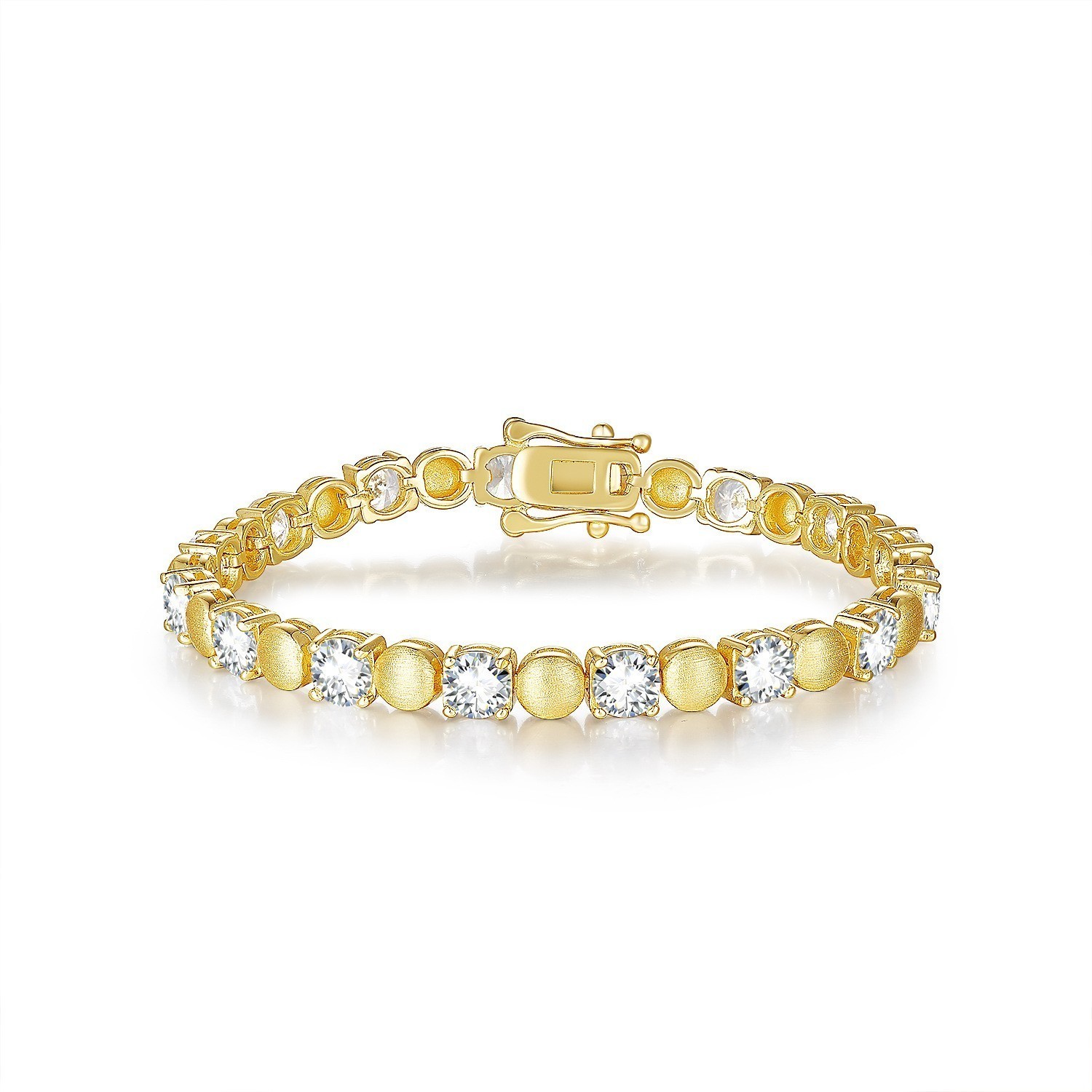 Real 5mm Round Cut VVS D Moissanite Tennis Chain Bracelet 925 Sterling Silver