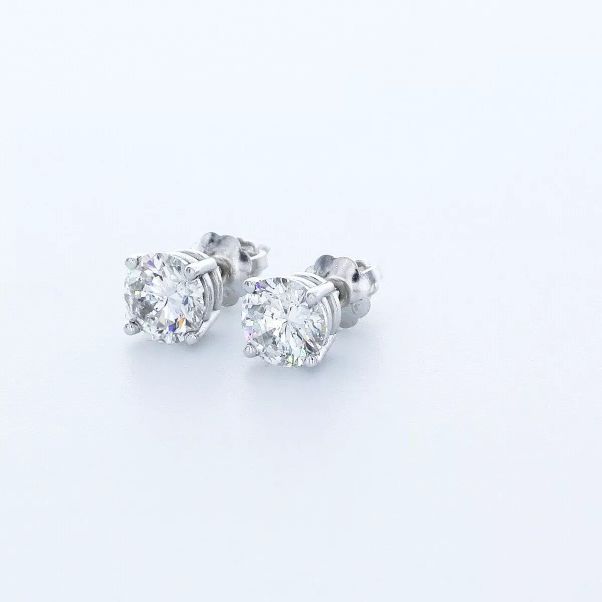 Stud Earrings Solid 14K White Gold Classic Round 0.80 CT Natural Diamond F SI1