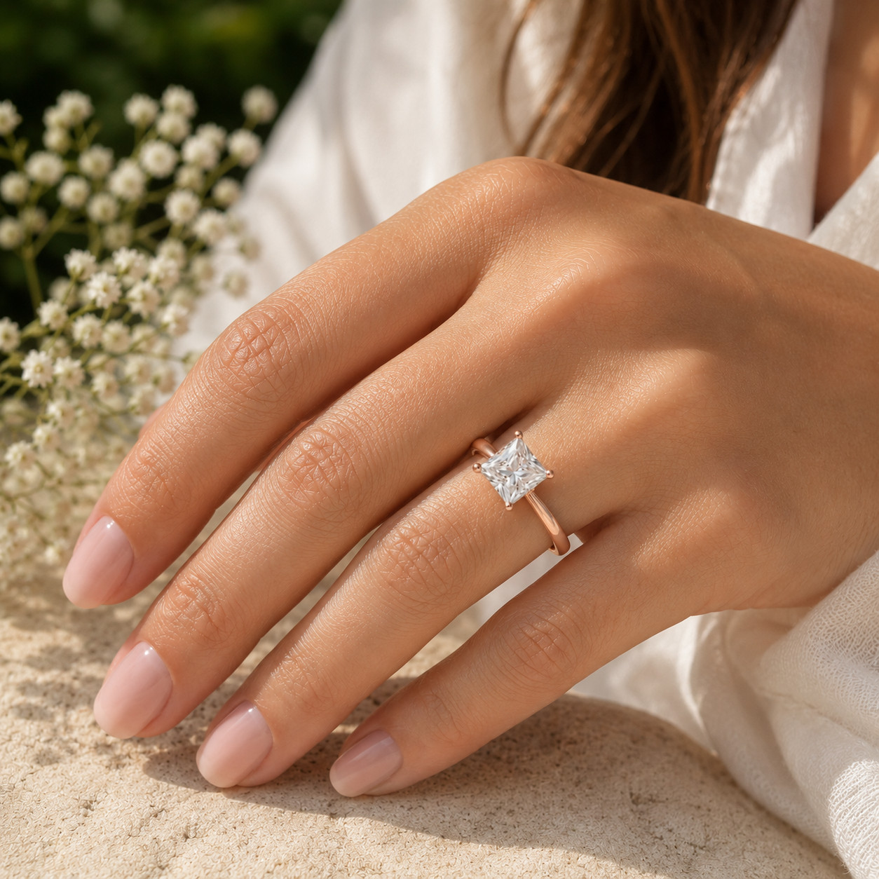 1.00 Ct Princess Cut Moissanite Solitaire Engagement Ring in 10K Gold for Women