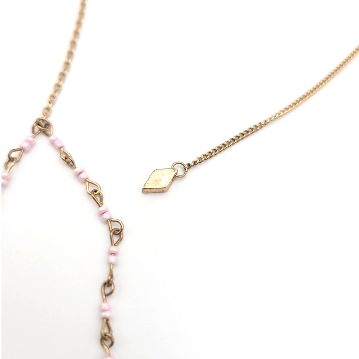 Nordstrom Gold Layered Y Necklace with Pink Bead Accents Fashion Jewelry