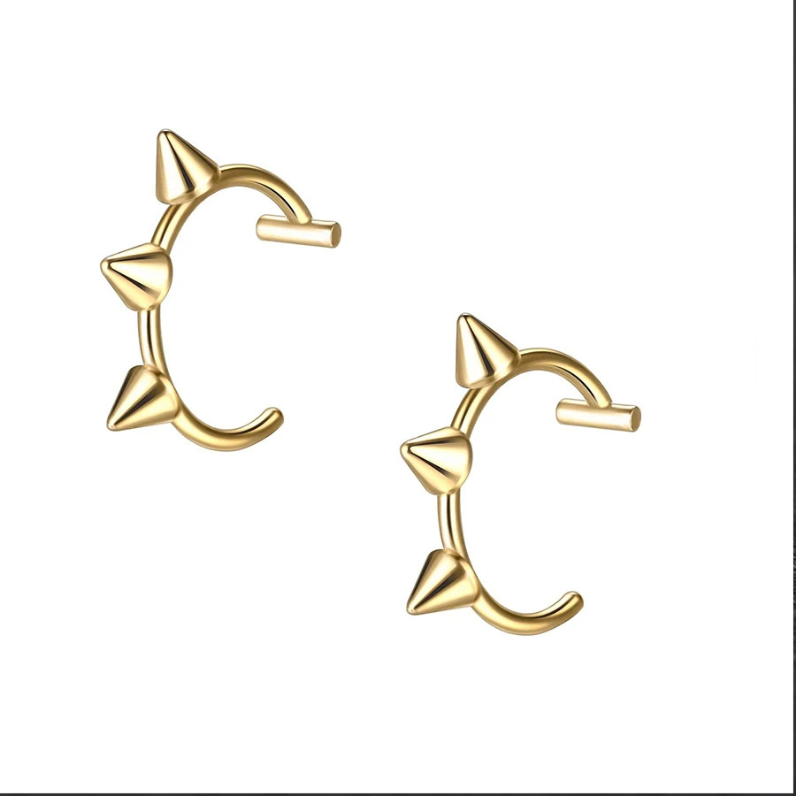 2PCS Trendy 10mm Stainless Steel Punk Clip on Fake Piercing Nose Wrap Lip Rings