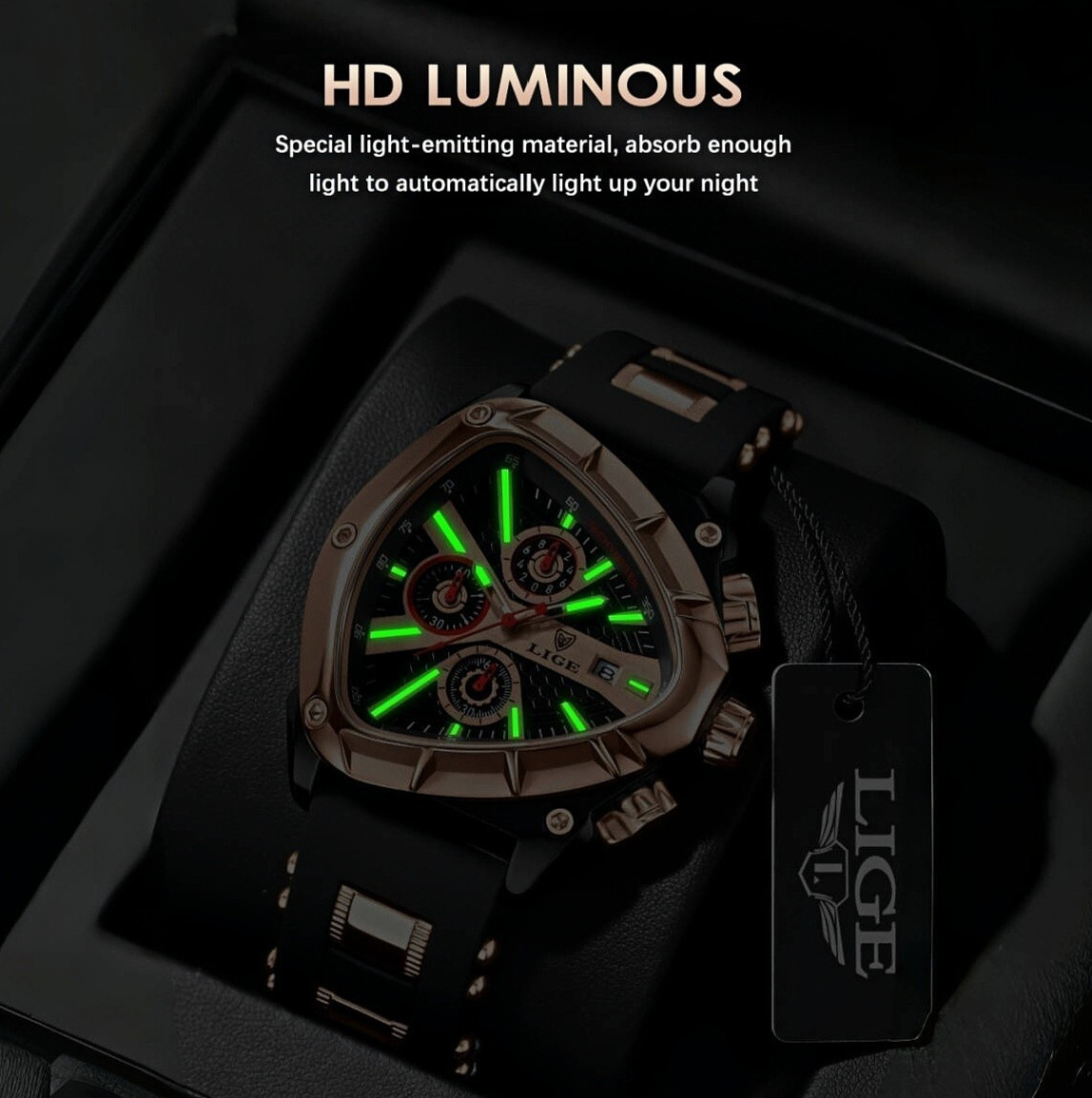 Waterproof Men Watch Big Dial Quartz Analog Luminous Date Sport Male Wristwatch