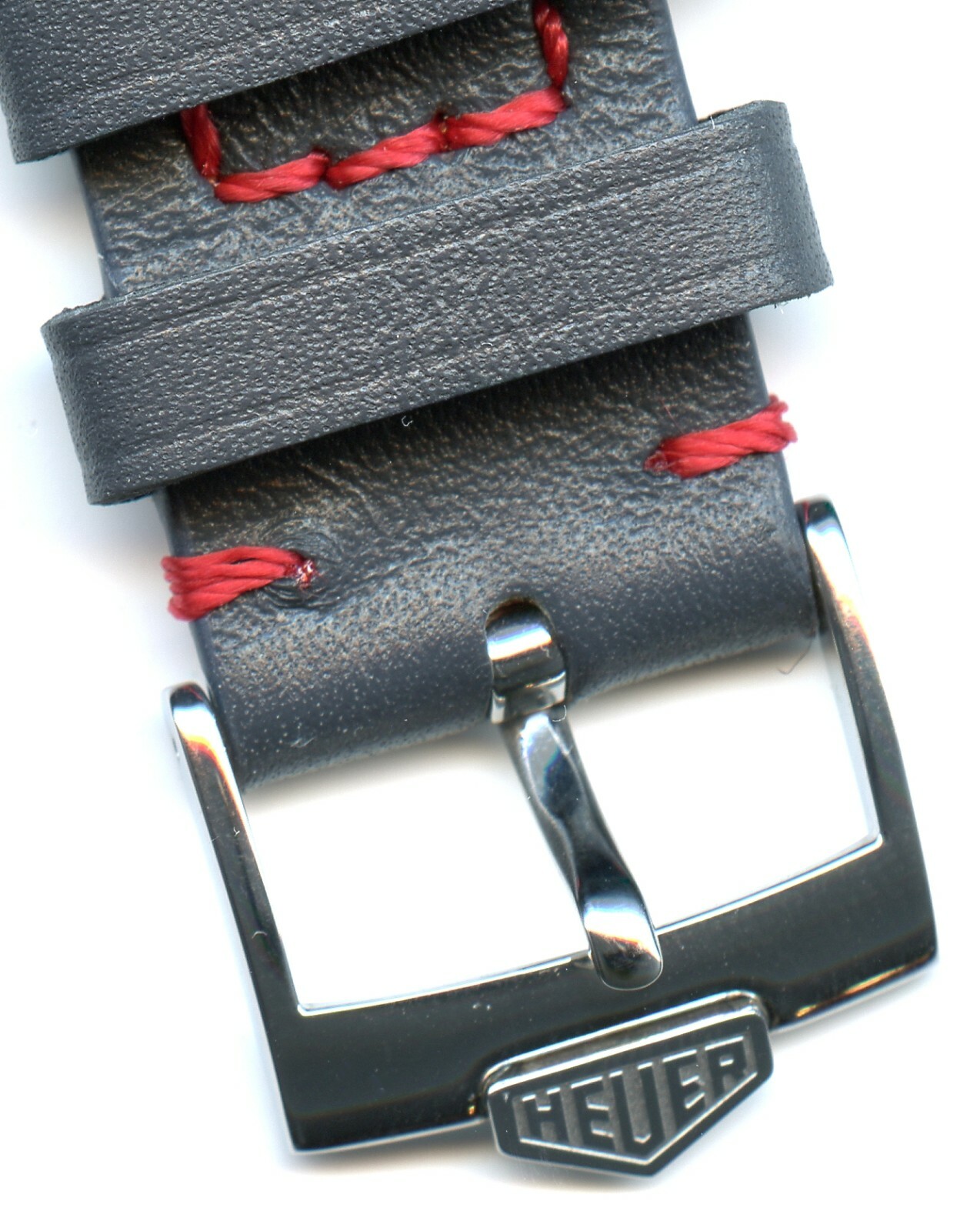 Gray Red Rally Genuine Perforated Leather MB Strap 22mm & Pre TAG Heuer Buckle